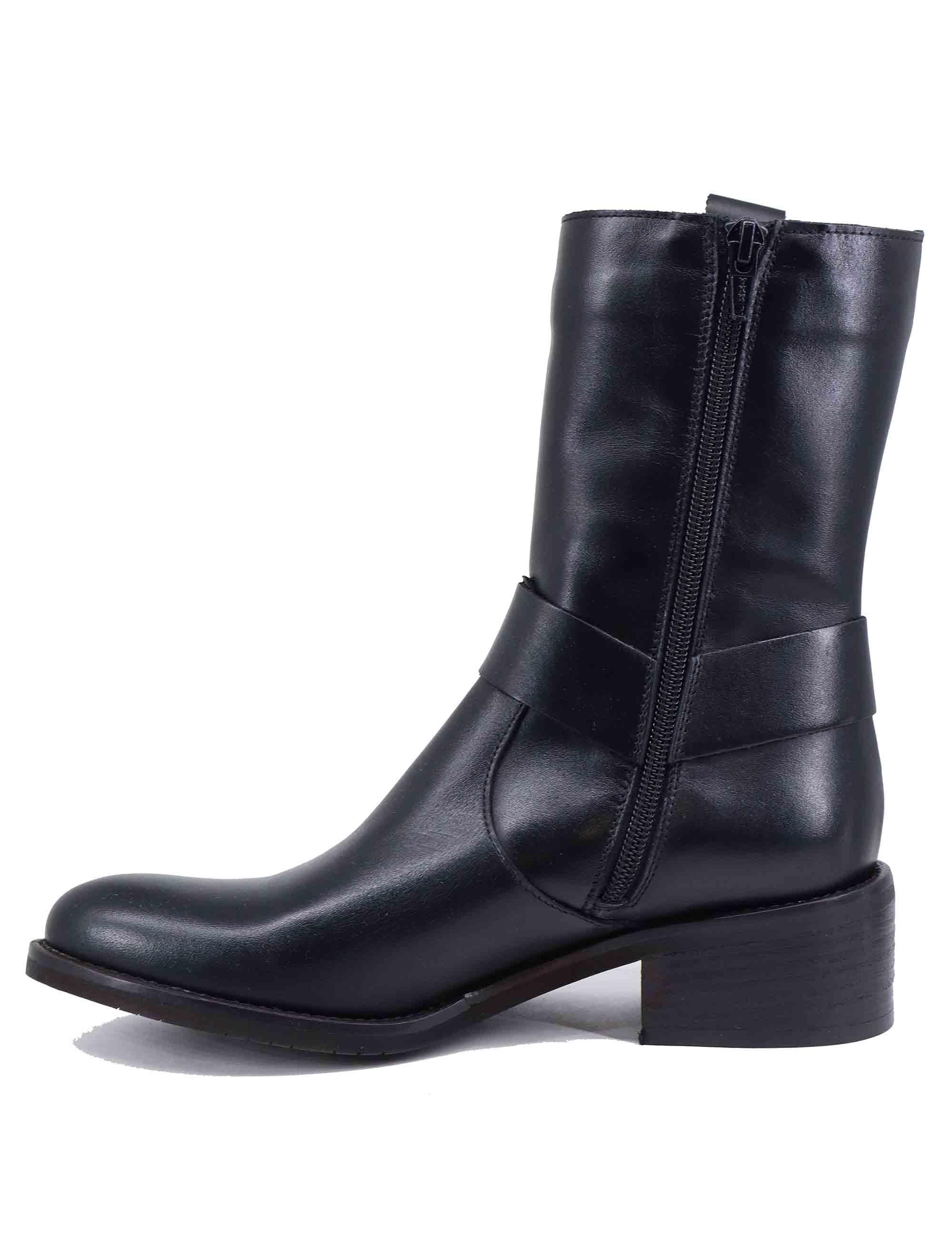 Texani donna in pelle nera con cavigliera SP102 001 Spatarella 