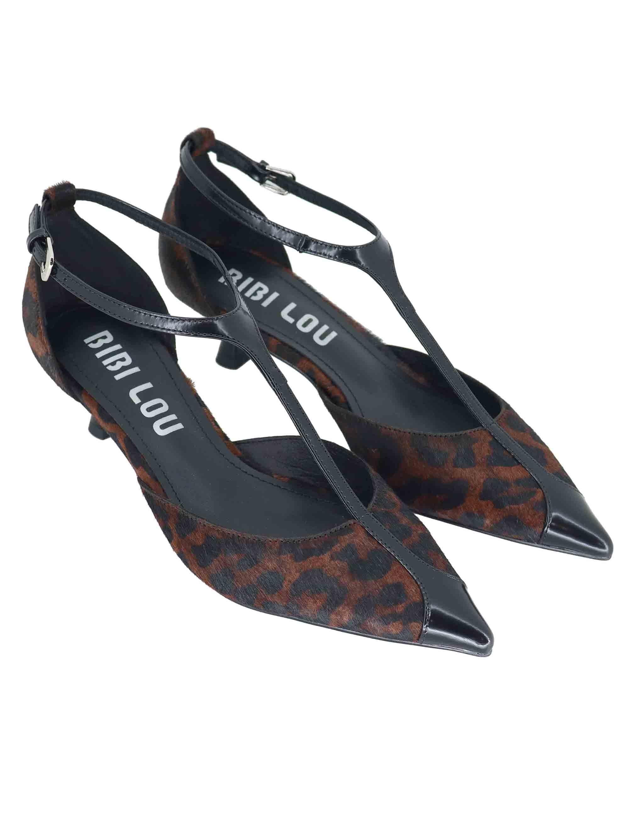 Mary Jane donna in pelle animalier con riporti in pelle nera tacco basso 520Z91VK 39 Bibi Lou 