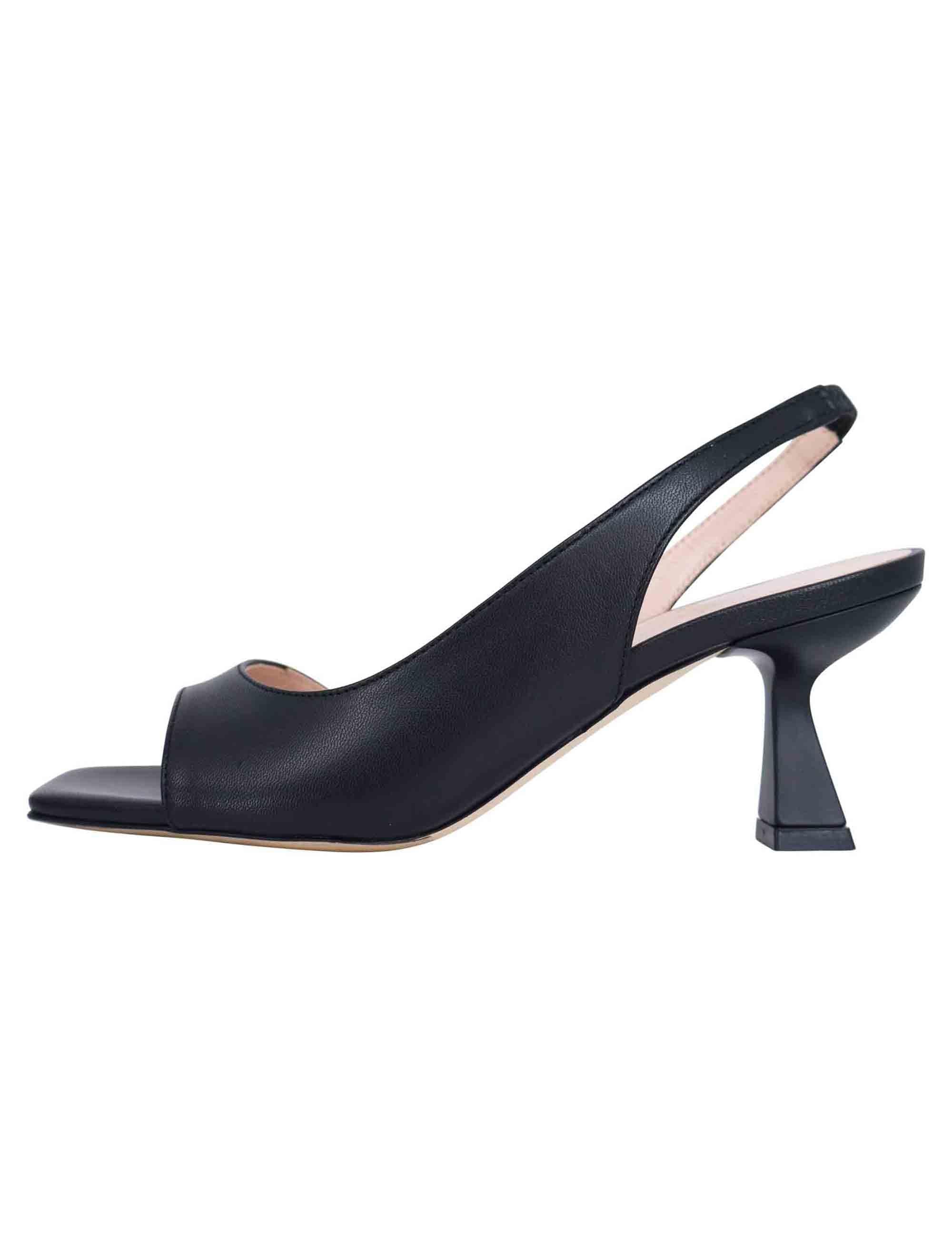 Sandali slingback donna in pelle nera con punta quadra SP5424 001 Spatarella 