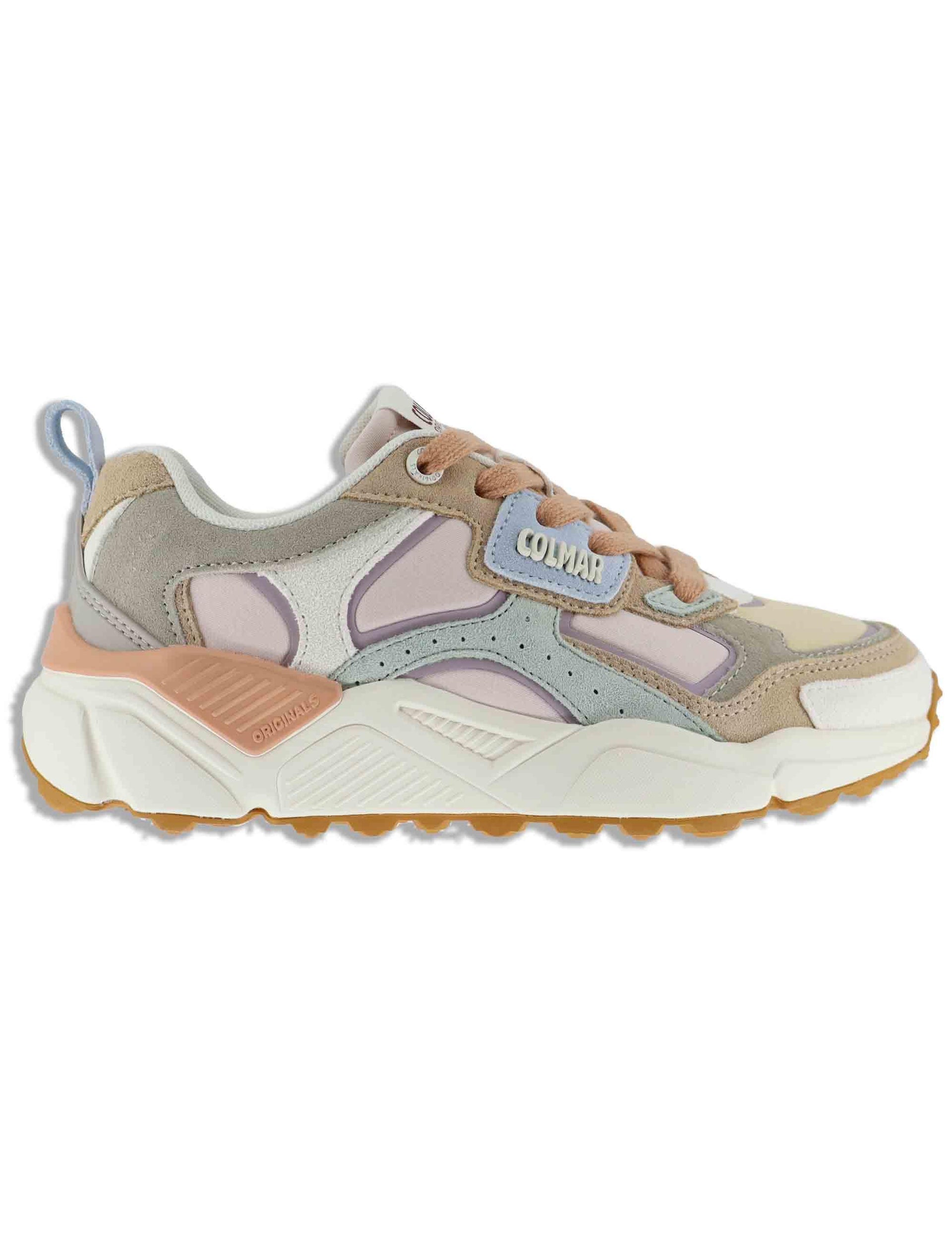 Sneakers donna in pelle e tessuto rosa con suola alta GARNER 072 Colmar 
