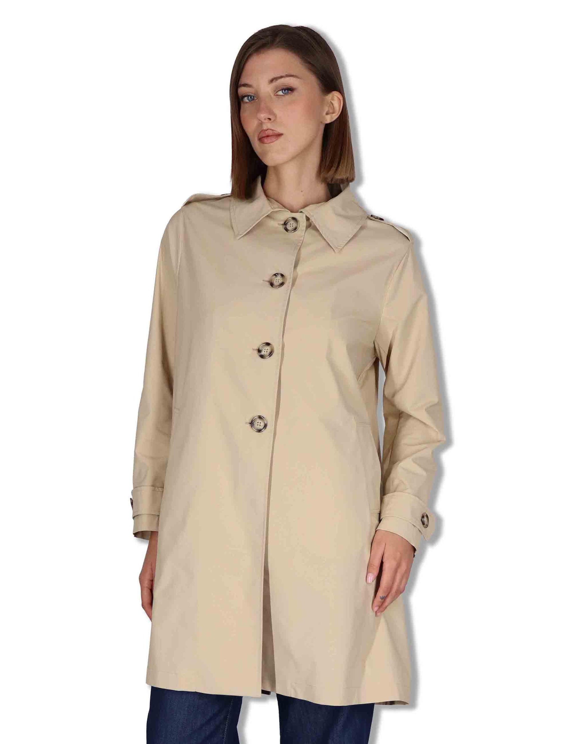 Cappottino trench donna Pisanello monopetto loden naturale 50260011 031 Ewooluzione 