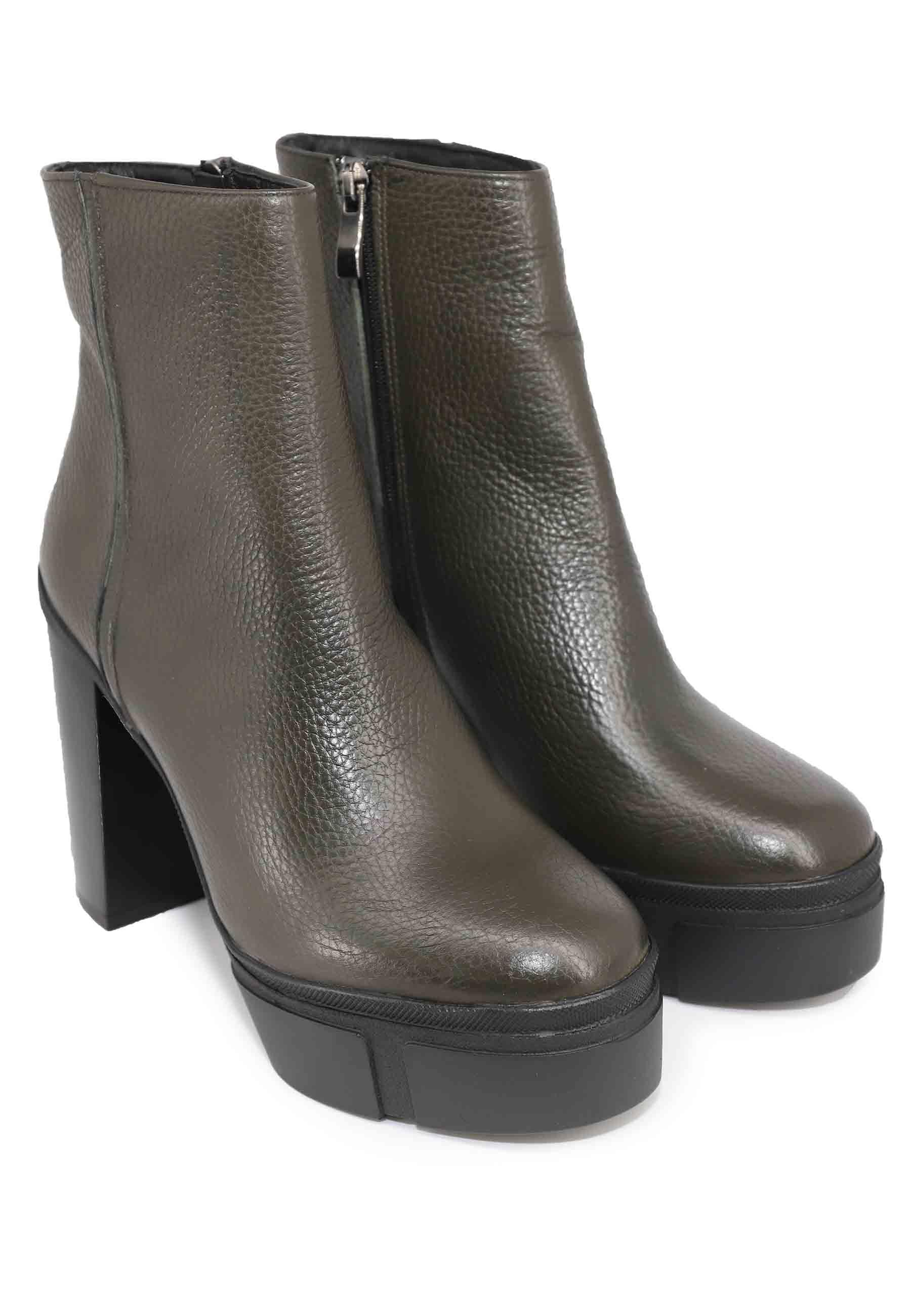 Stivaletti donna in pelle verde con tacco alto e plateau DENIS 2 005 Tattoo 