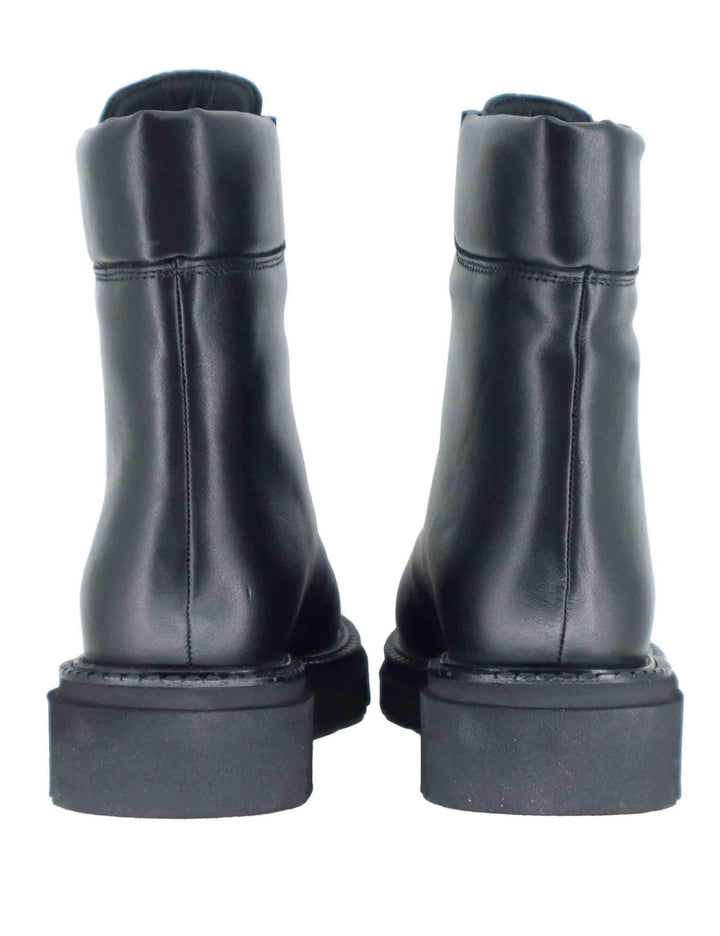 Stivaletti anfibi donna in pelle nera con zip frontale e suola in gomma SP56399 001 Spatarella 