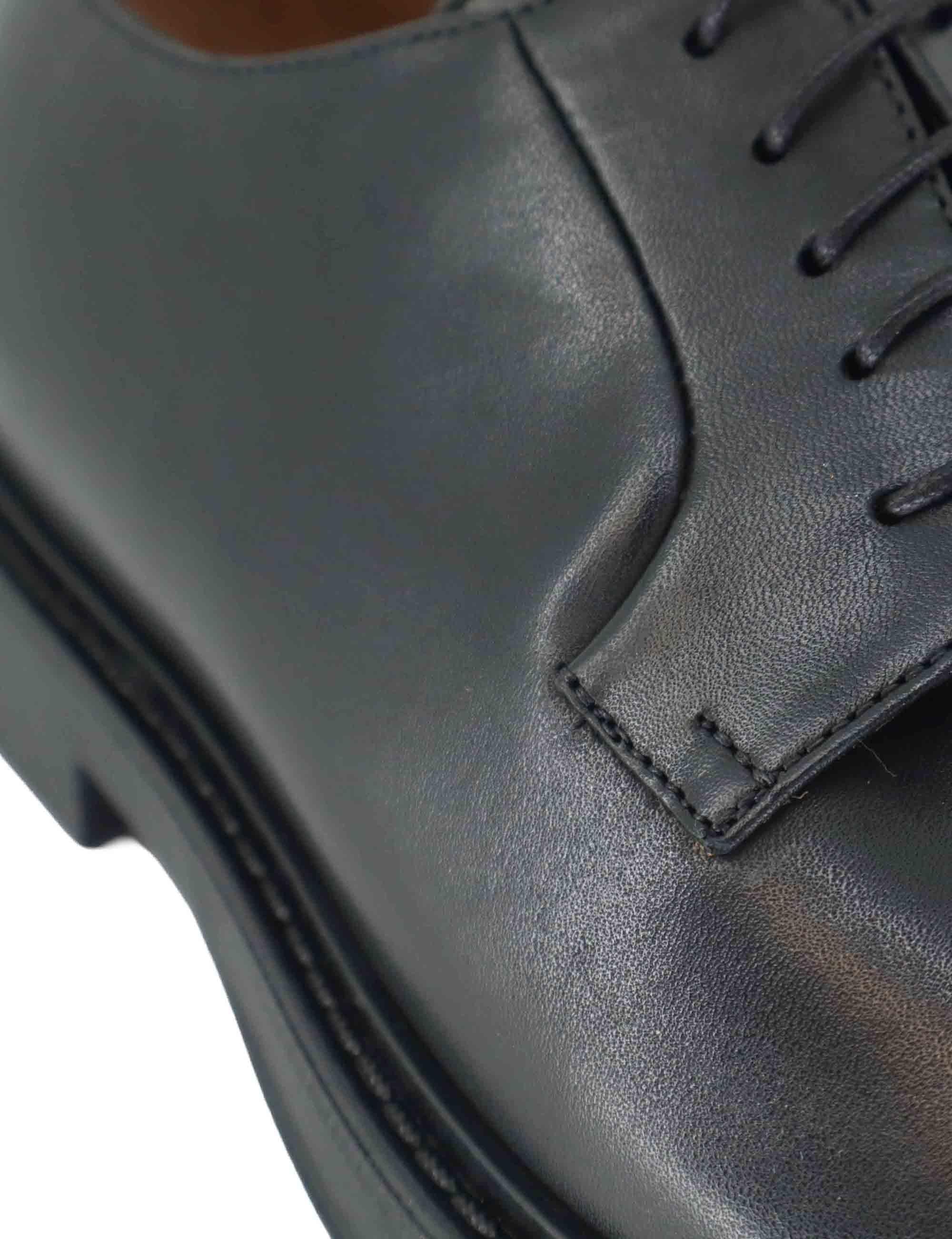 Stringate uomo in pelle nera con suola in gomma SP044 001 Spatarella 