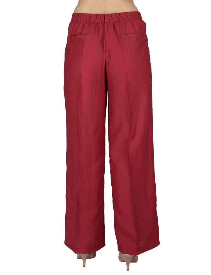 Pantaloni donna Elastic Waist Trousers in lino bordeaux con elastico in vita JABPN0001-F1369-1254 4235 Justmine 