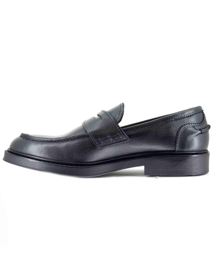 Mocassini uomo in pelle nera con suola in gomma cucita SP1056 0001 Spatarella 