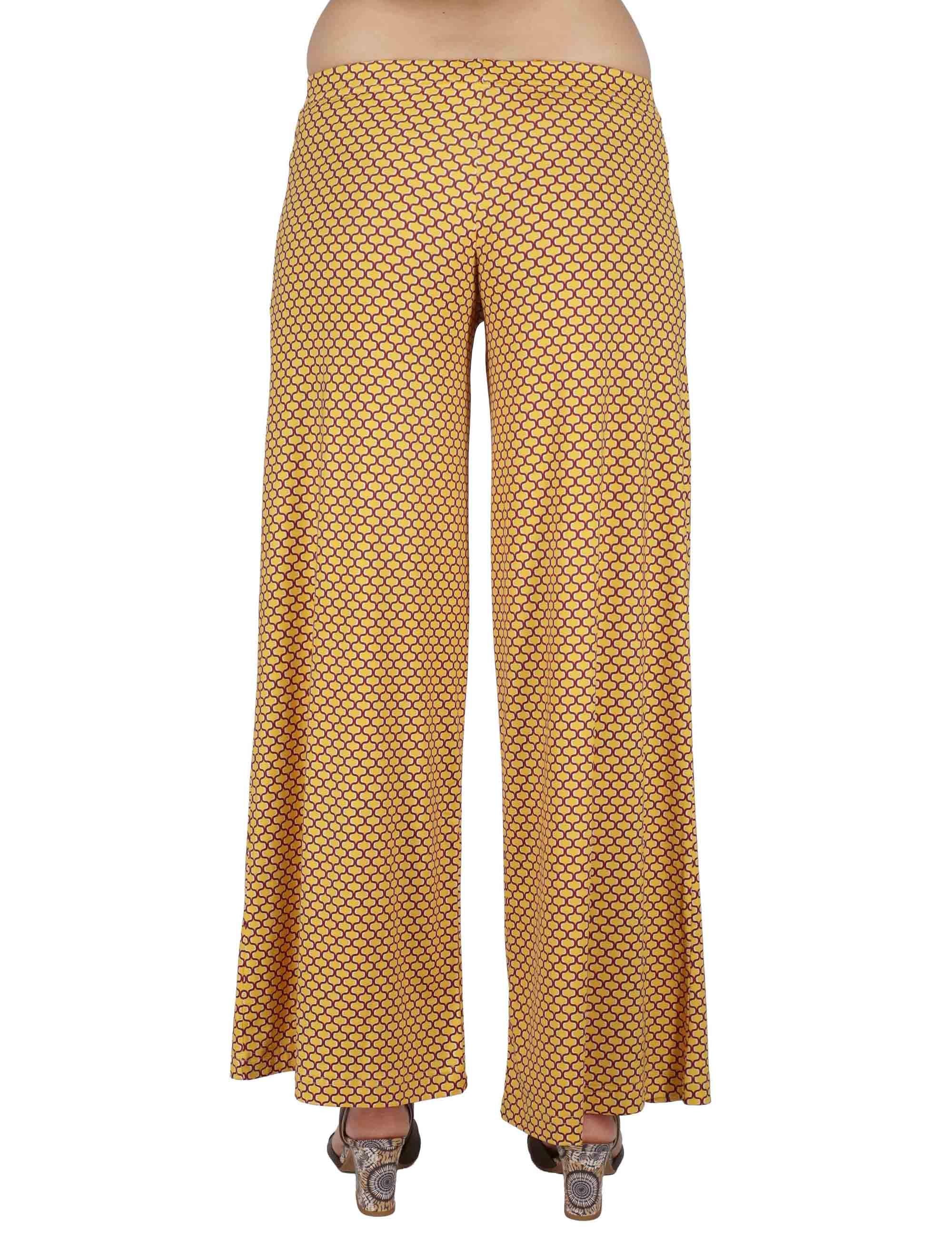 Pantaloni donna Palazzo Trousers in jersey stretch giallo a fantasia JFAPN0001-E2771-1267 1226 Justmine 