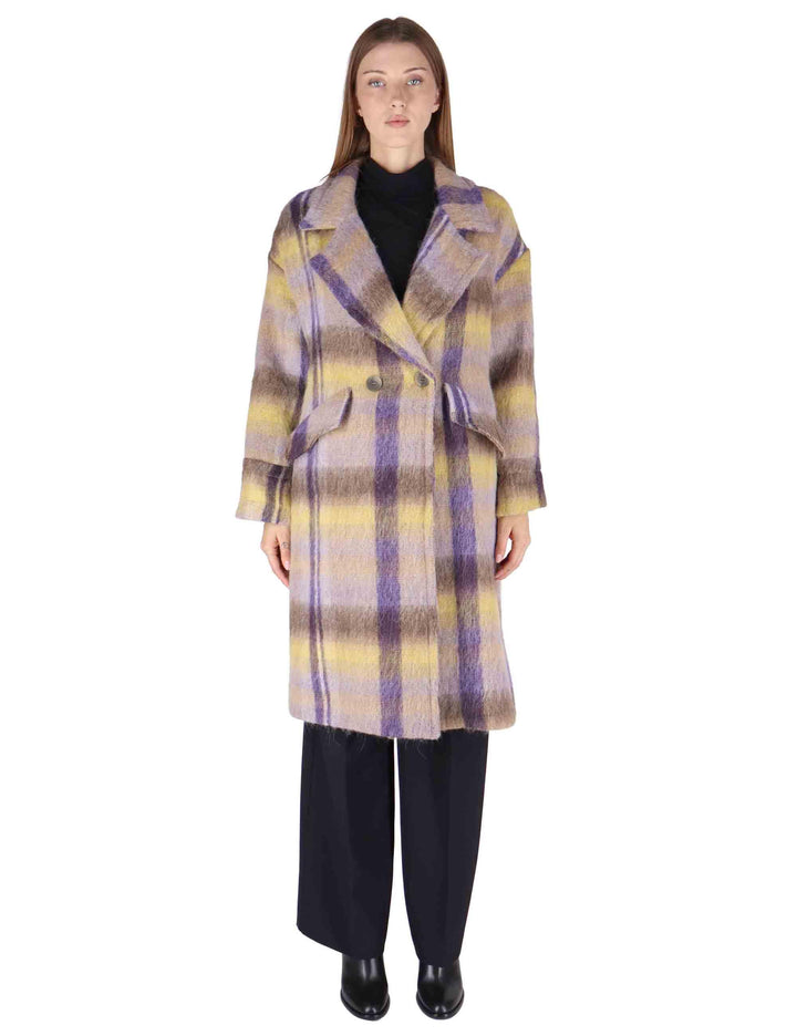 Cappotti donna doppiopetto in misto lana marrone con ampio bavero JABCS0025-F1424 8150 Justmine 