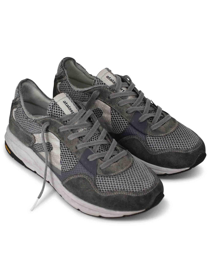 Sneakers uomo in tessuto tecnico grigio con camoscio in tinta e suola vibram 11011 315B Atala 