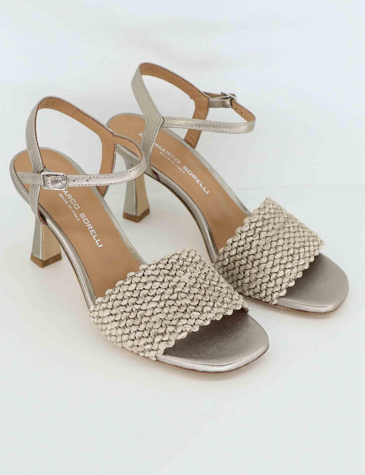 Sandali donna in pelle argento con tacco alto 2233 5 Gianmarco Sorelli 