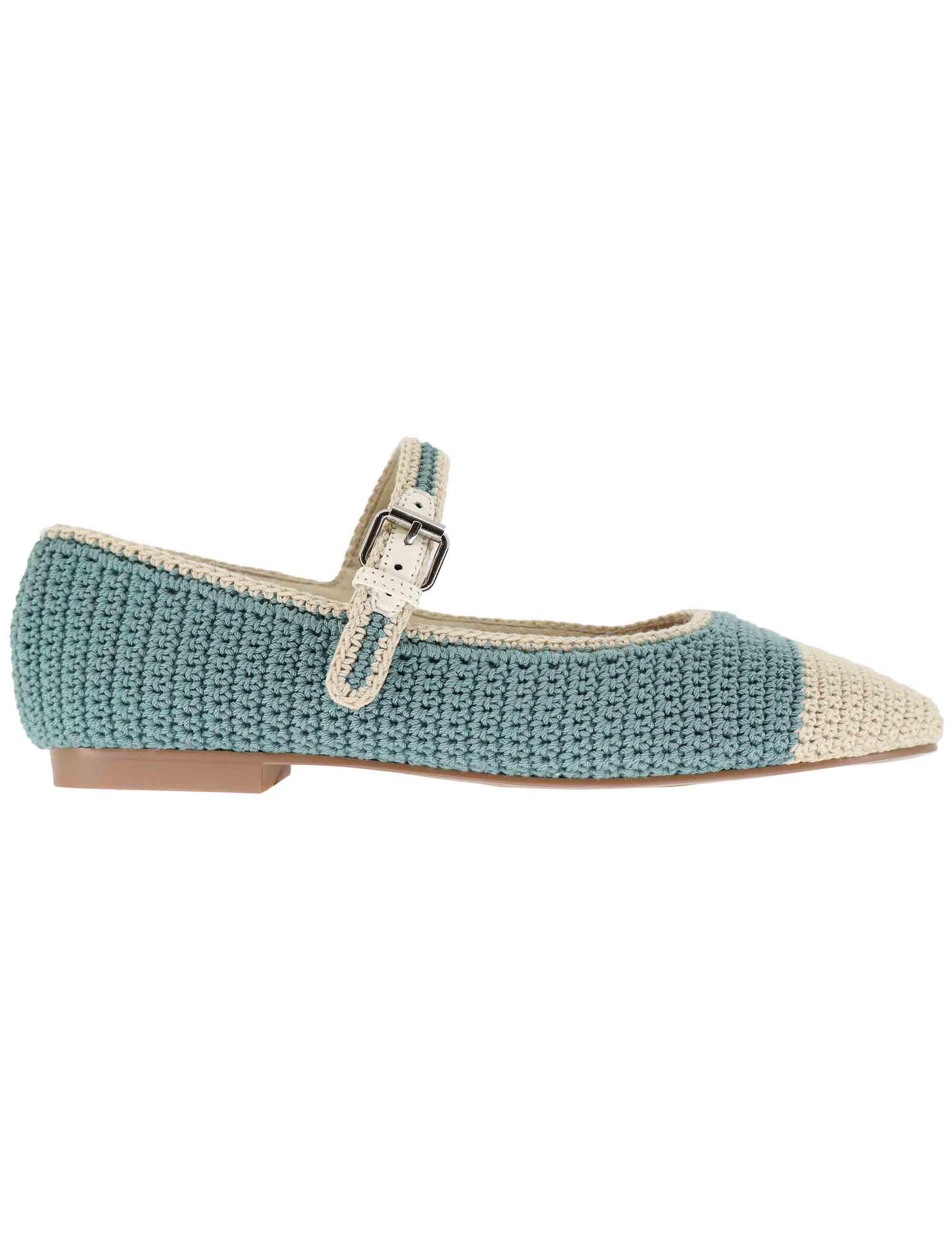 Ballerine donna Ciara in tessuto verde con cinturino 657Z87VK 025 Bibi Lou 