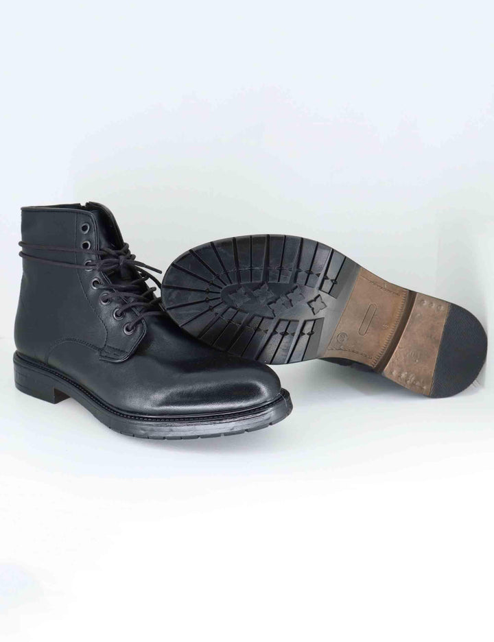 Stivaletti uomo in pelle nera con zip interna e suola in gomma SPGB2050 001 Spatarella 