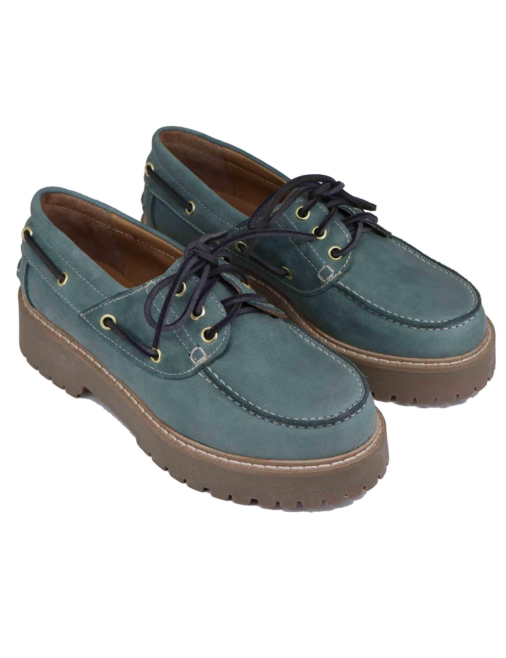 Stringate donna in pelle demin con suola carrarmato SP20 434 Spatarella 