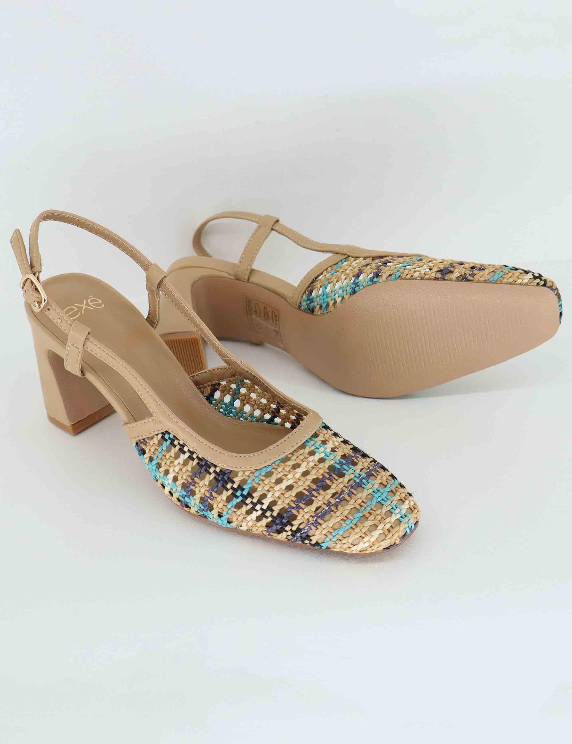 Slingback donna in tessuto beige con tacco alto U470V50645K6 2514-2506 T Exe 