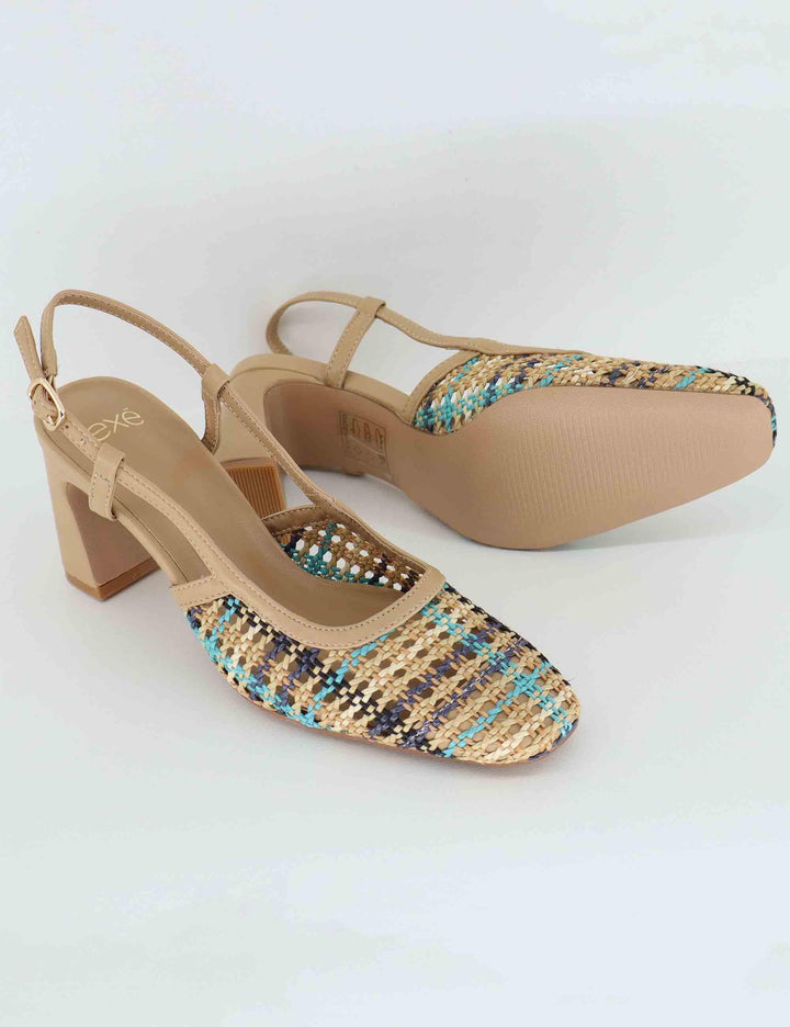 Slingback donna in tessuto beige con tacco alto U470V50645K6 2514-2506 T Exe 