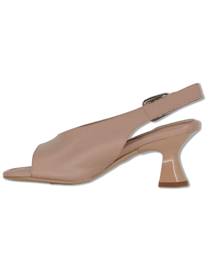 Sandali slingback donna in pelle cipria con tacco alto e punta quadra MIJAS NTO PRALINE Unisa 