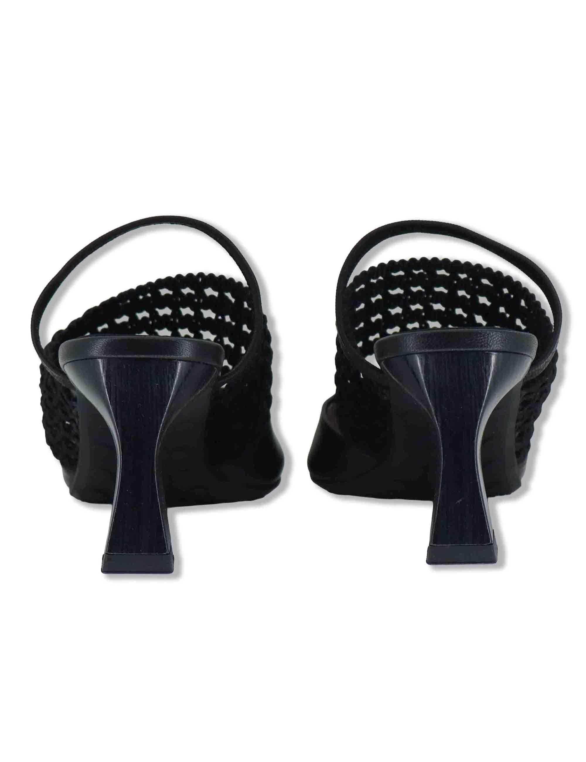 Decollete slingback donna in pelle nera con tacco alto e cinturino elastico HV264779 BLACK Hispanitas 