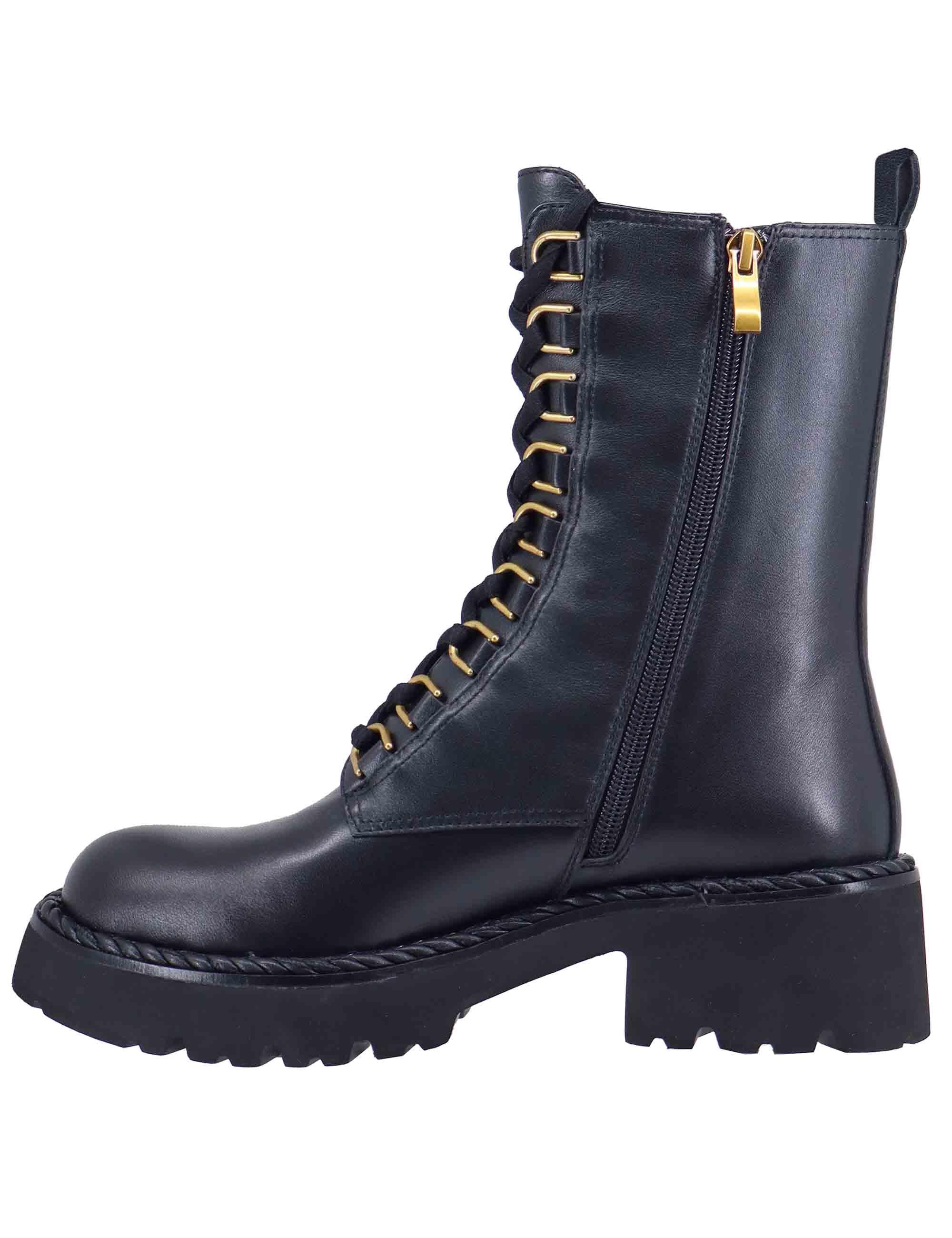 Stivaletti donna stringati in pelle nera BI5003X 001 Bruno Premi 