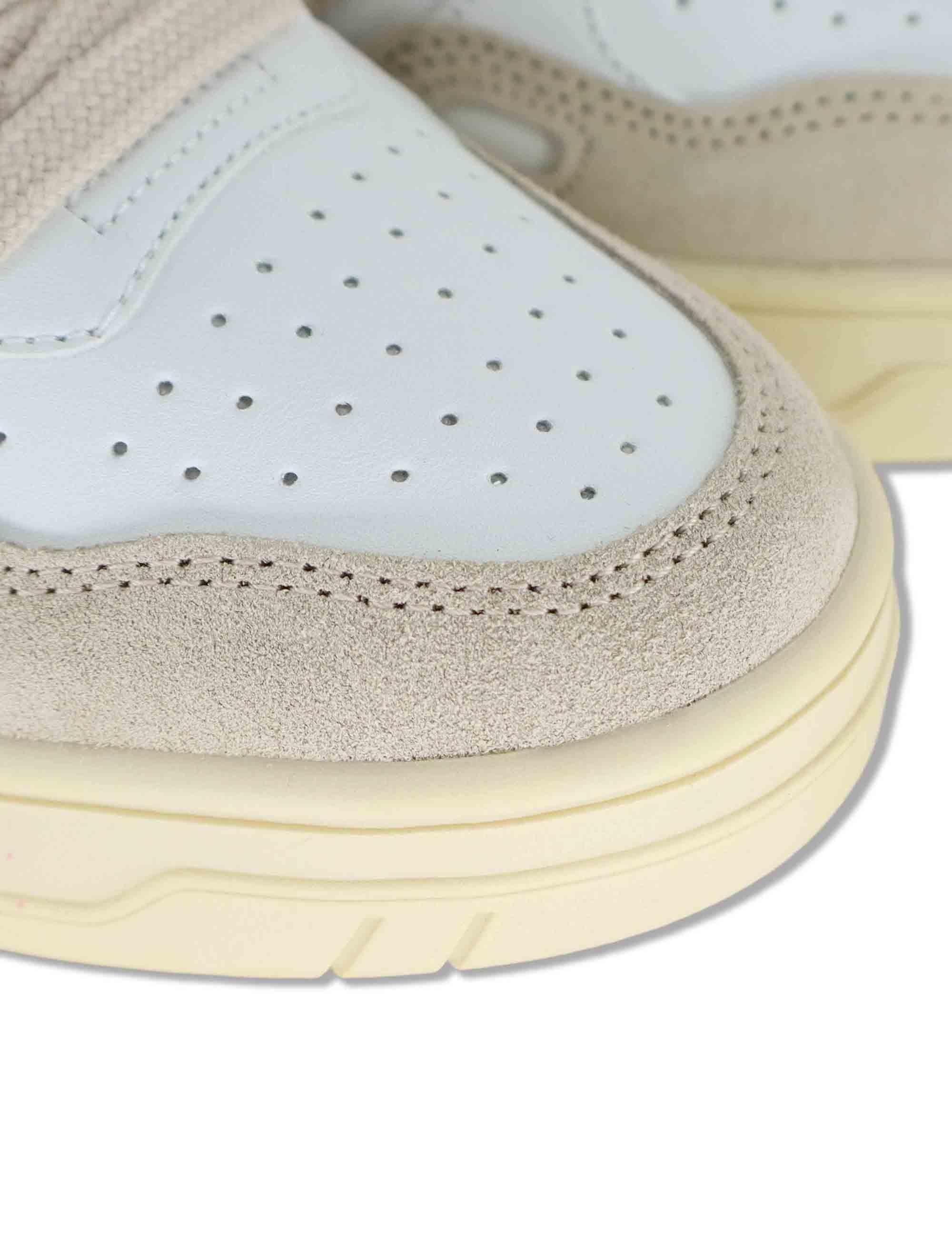 Sneakers donna Seul in pelle bianca con logo beige e suola alta 1257136 80_Beige Victoria 