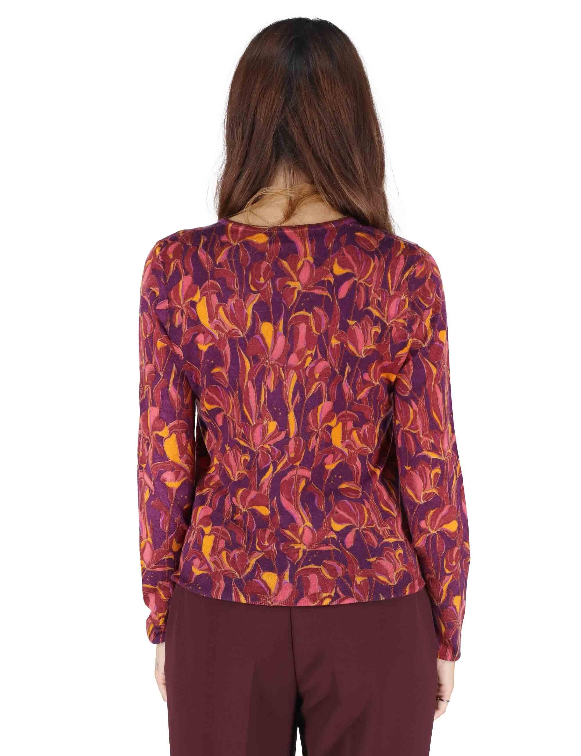Cardigan donna Printed Knit in lana bordeaux a fantasia JN355178200 A3359 Maliparmi 