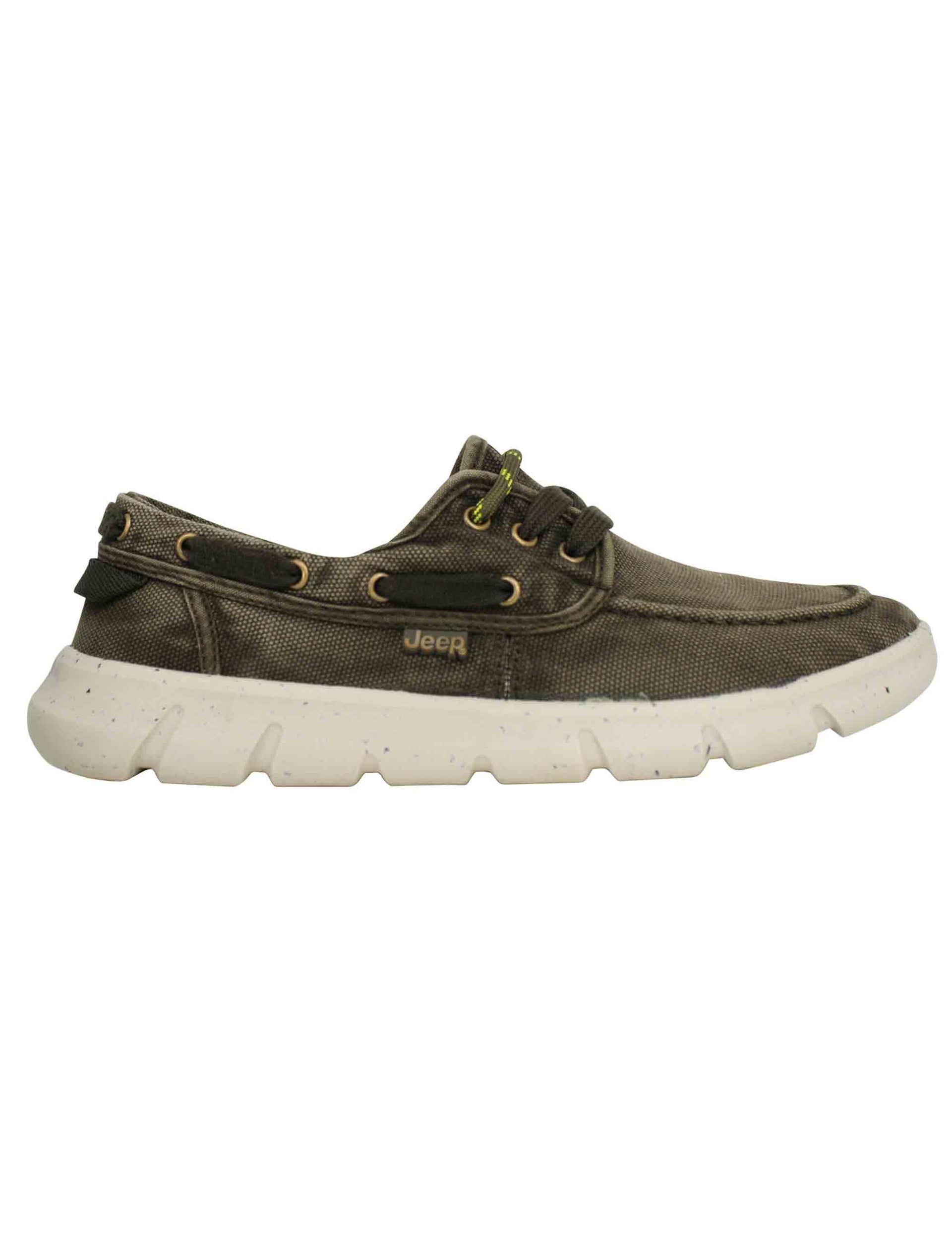 Stringate uomo tabasco boat in tessuto verde con suola ultra leggera JM41031A 020 Jeep 