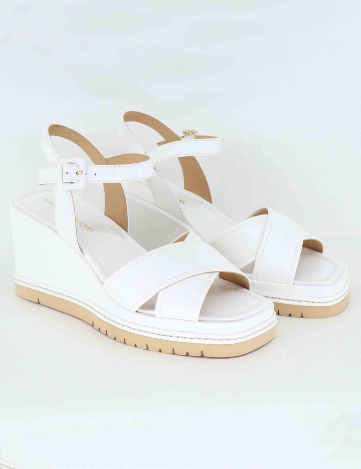 Sandali donna in pelle bianca con zeppa alta BL5302X 100 Bruno Premi 