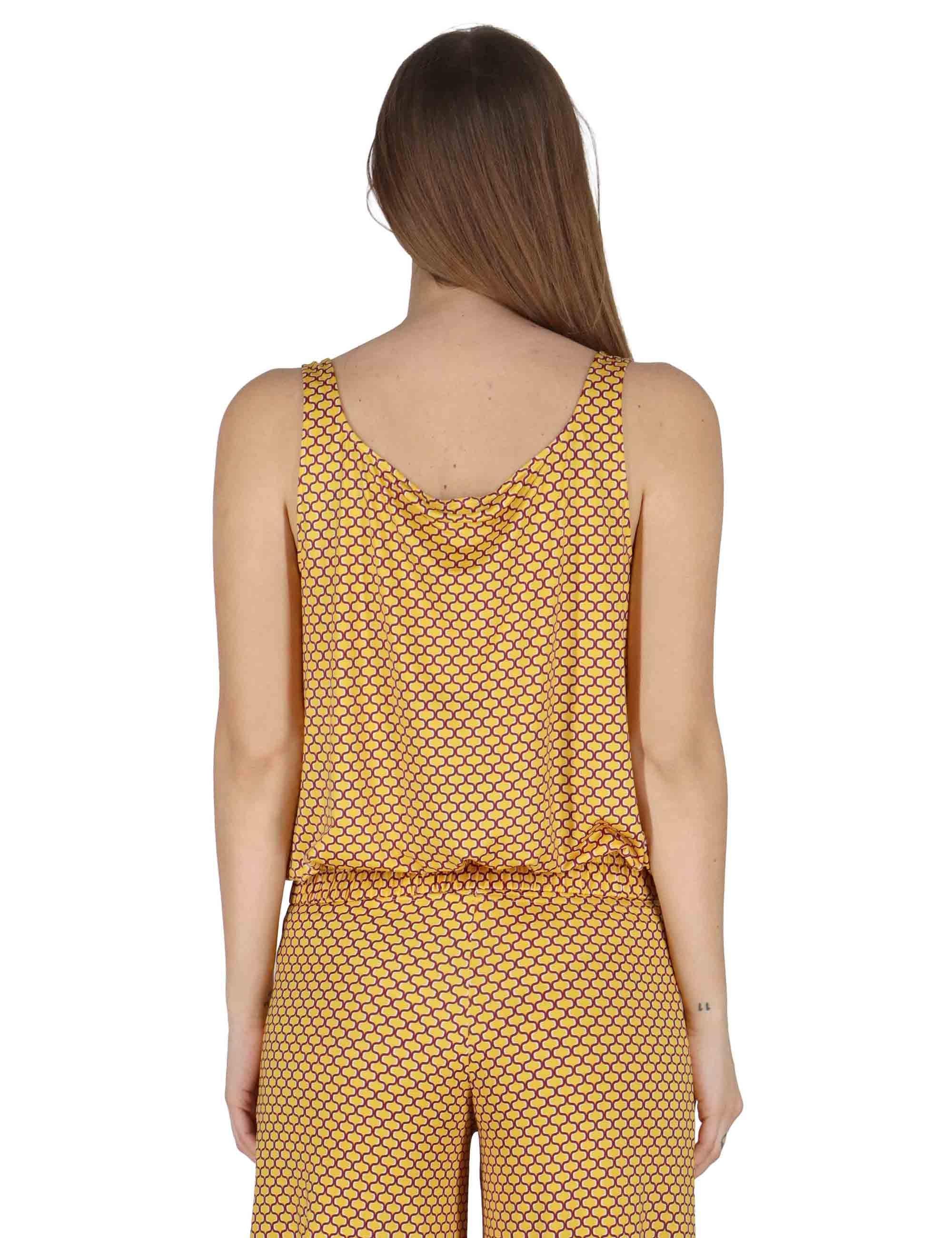 Top donna Square Neck Tank in jersey stretch giallo a fantasia JFATS0001-E2825-1267 1226 Justmine 