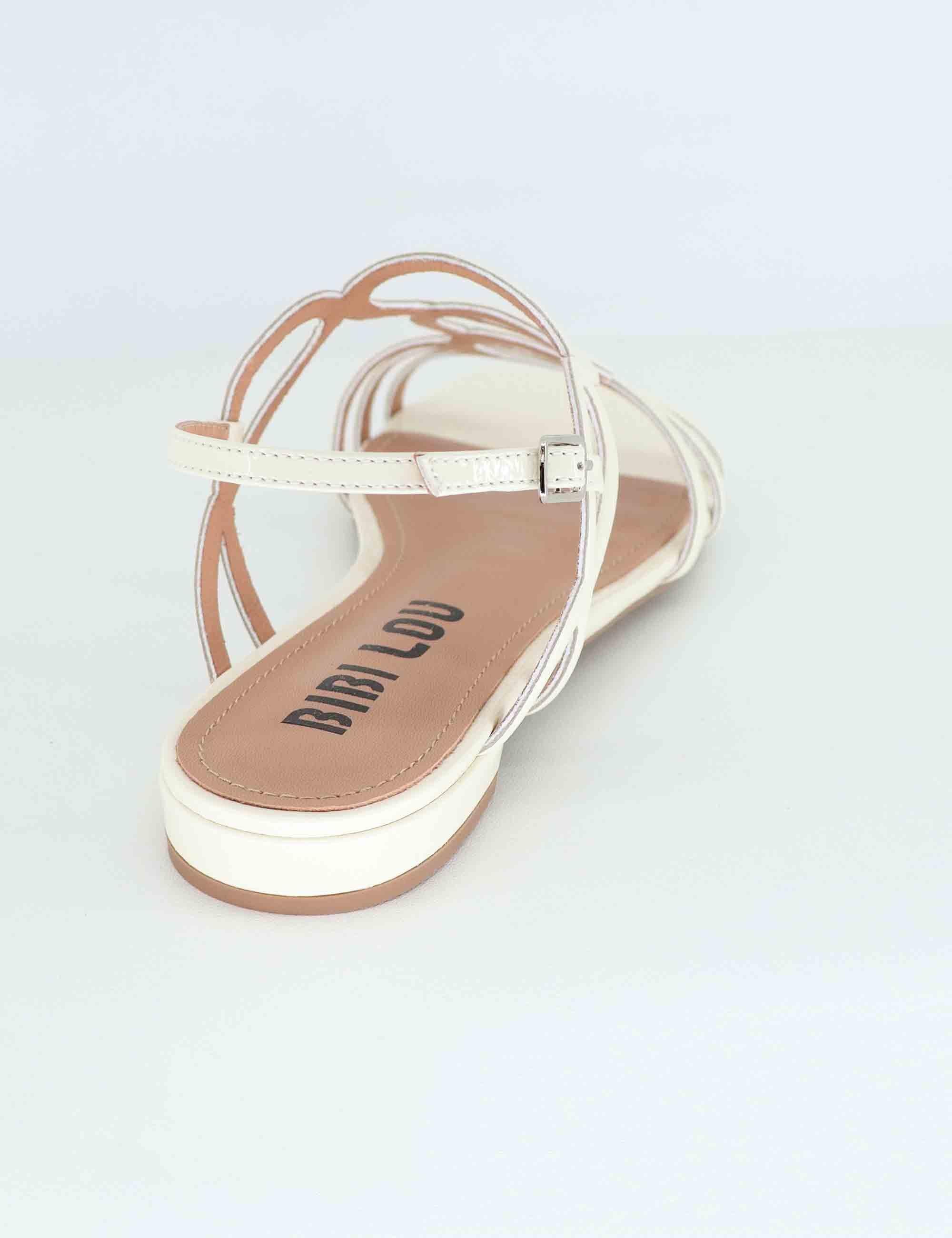 Sandali flat donna Nora in vernice bianca con cinturini 692Z21VK 100 Bibi Lou 