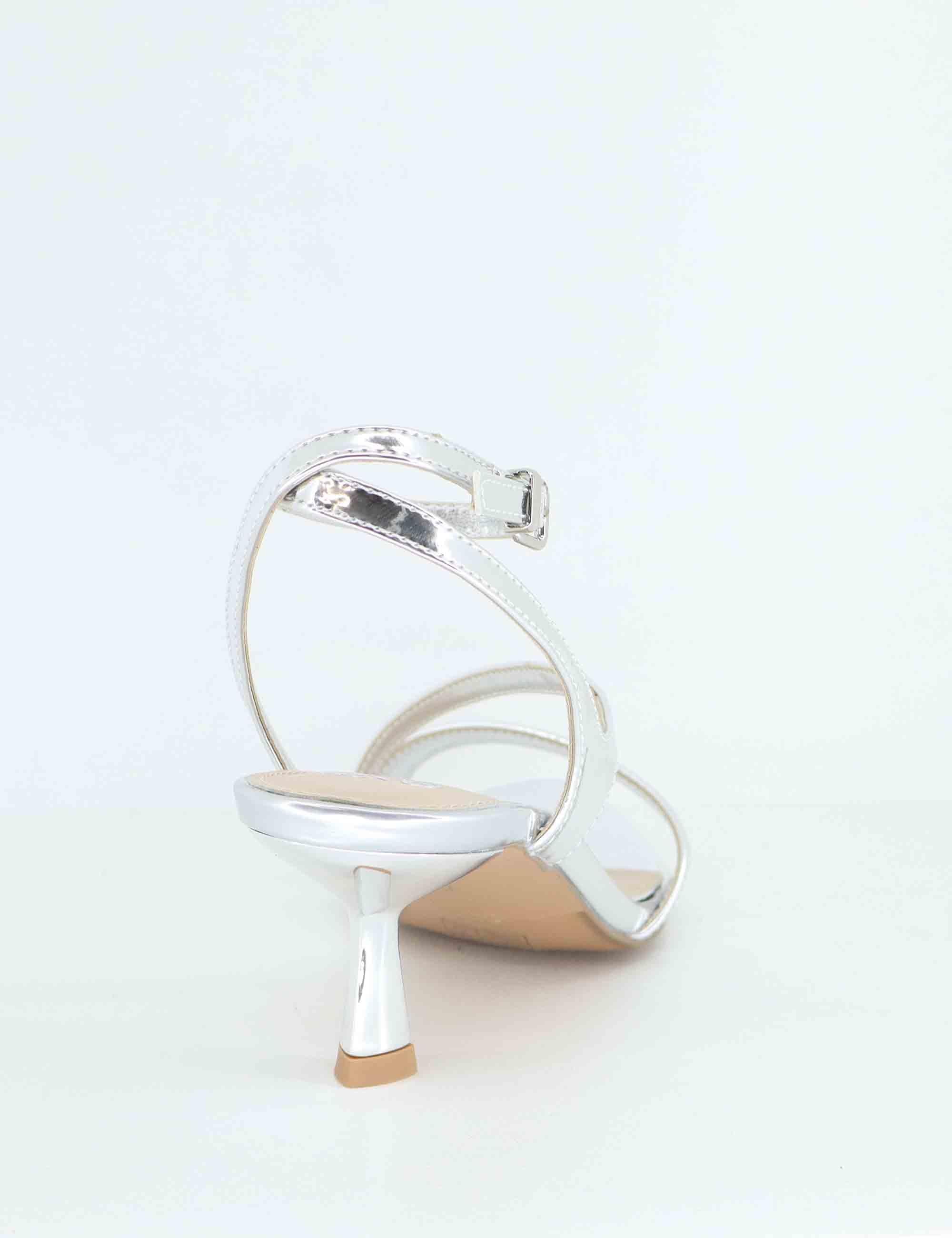 Sandali donna in tessuto laminato argento tacco in metallo U47000883U48 731-22 Exe 