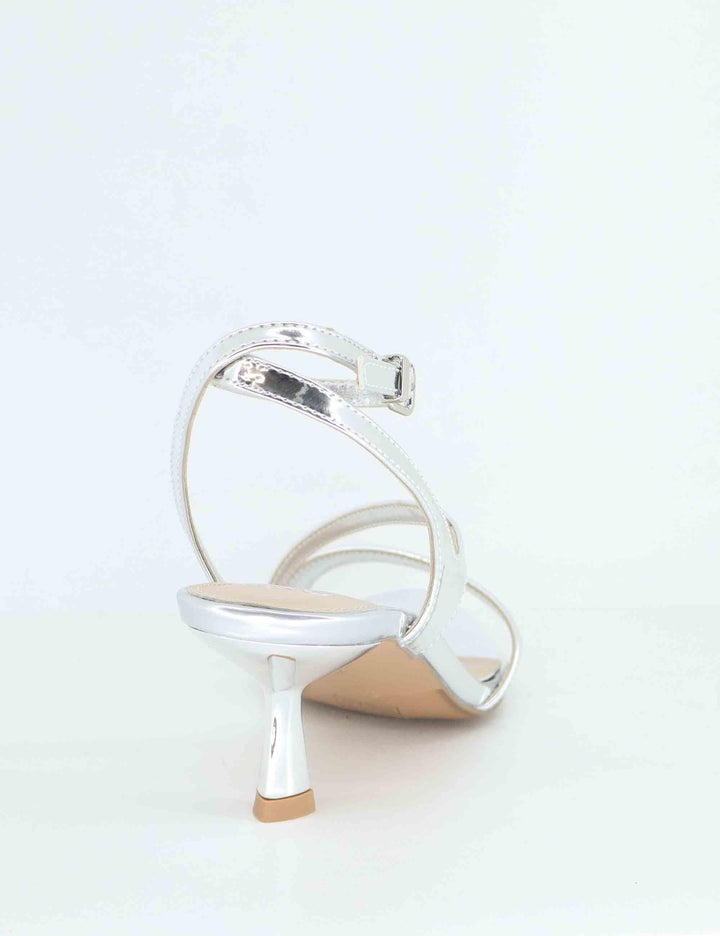 Sandali donna in tessuto laminato argento tacco in metallo U47000883U48 731-22 Exe 