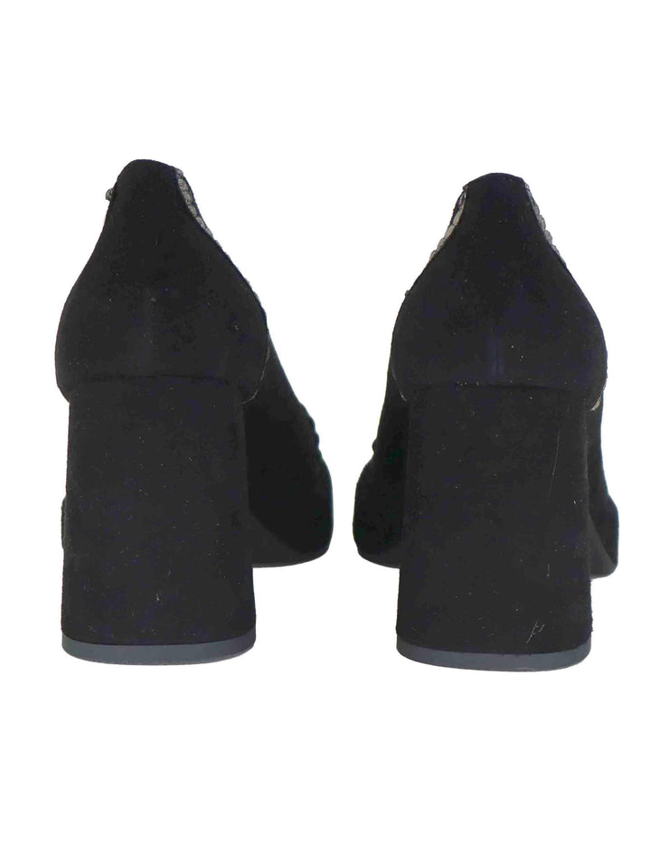 Decollete donna in camoscio nero con cinturino e tacco alto 9619Z 001 Les Venues 