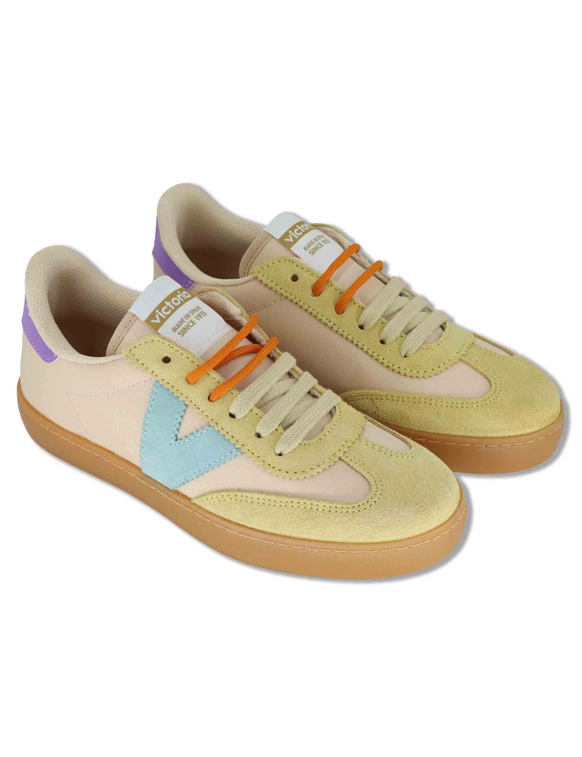 Sneakers donna Berlin in pelle beige con riporti in contrato 1126230 23_Vainilla Victoria 
