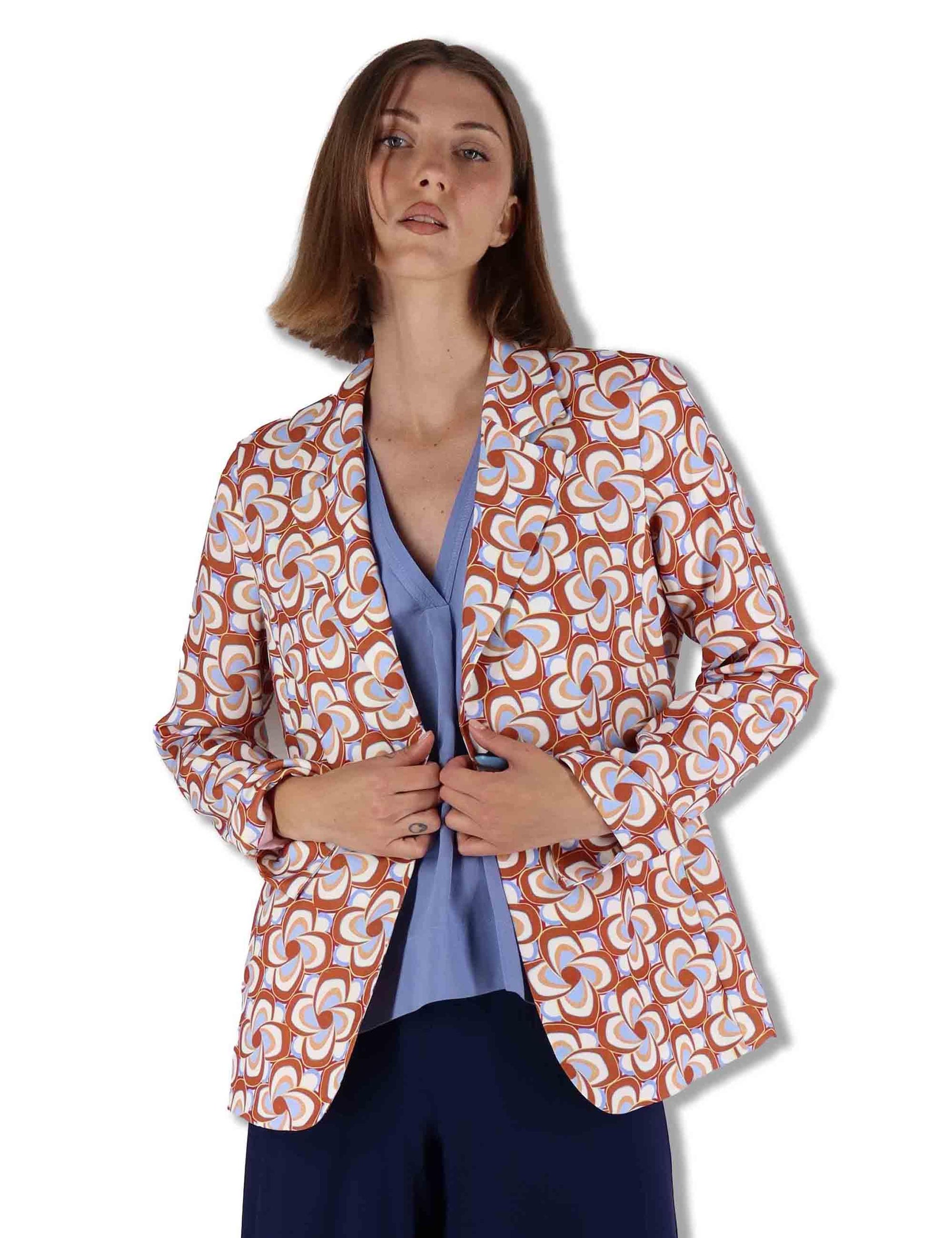 Giacche donna Mouline in cady a fantasia marrone e bianco JD648250668 A4156 Maliparmi 