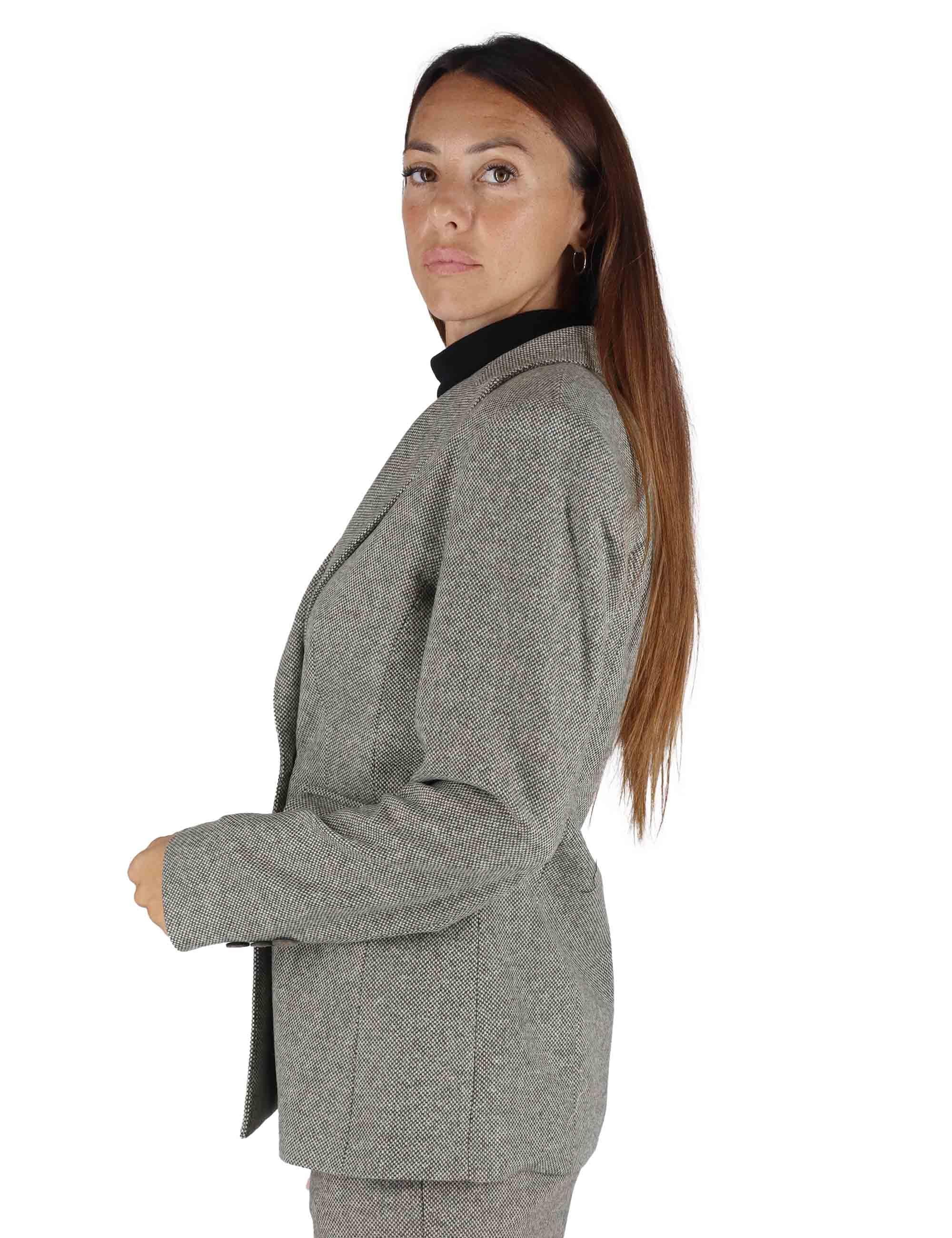 Giacche donna doppiopetto in lana grigia taglio maschile JABGA0025- F1242 7020 Justmine 