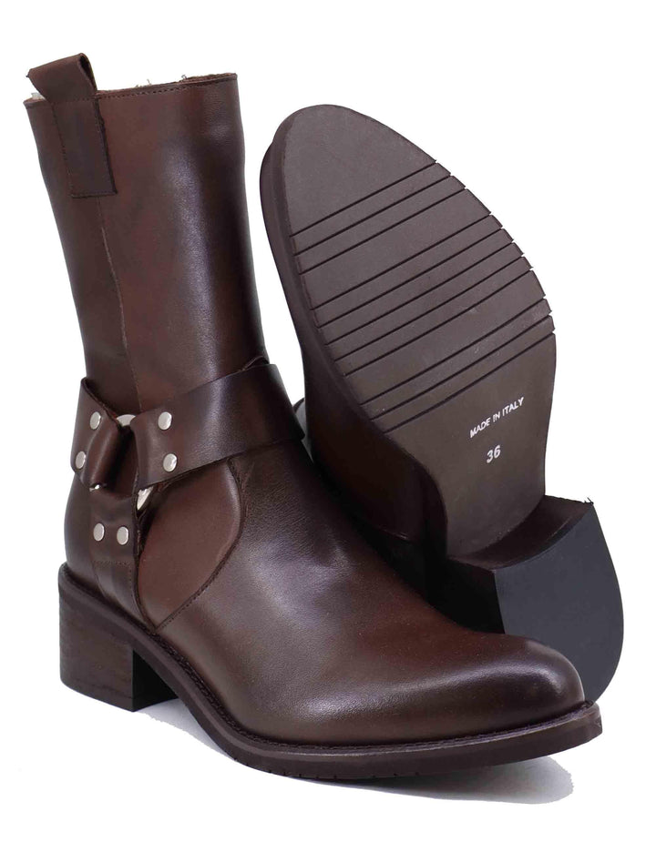 Texani donna in pelle marrone con cavigliera SP102 014 Spatarella 