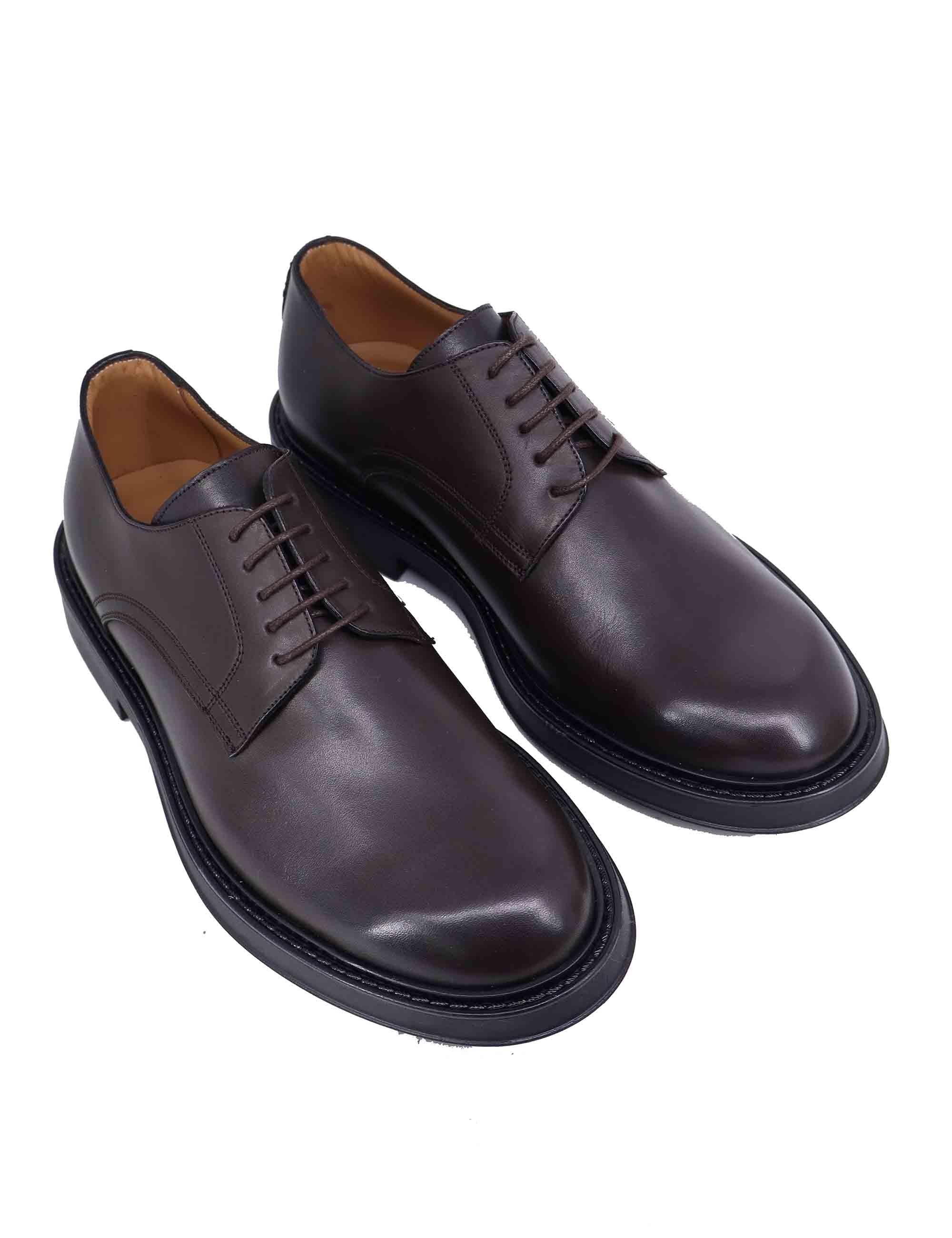 Stringate uomo in pelle marrone con suola in gomma SP02200 014 Spatarella 