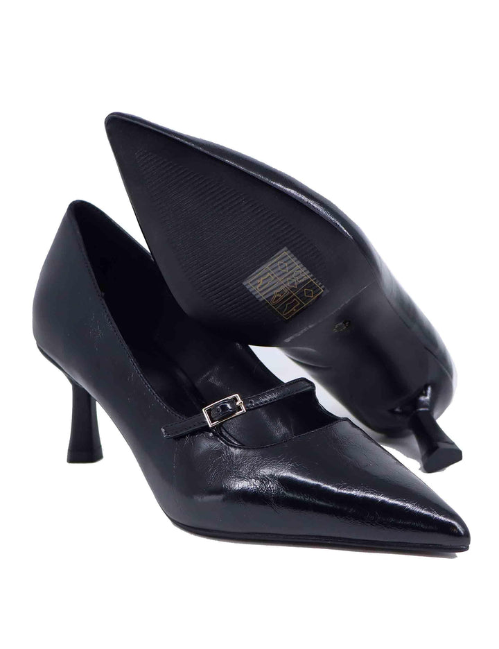 Decollete donna in eco pelle nero tacco alto T17002104 G15 Exe 