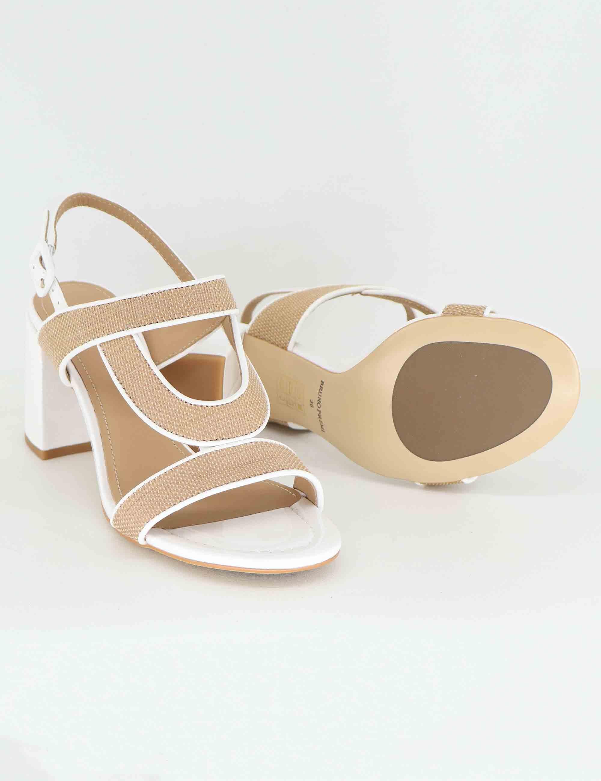 Sandali donna slingback in pelle bianca tacco alto BL3301X 100 Bruno Premi 