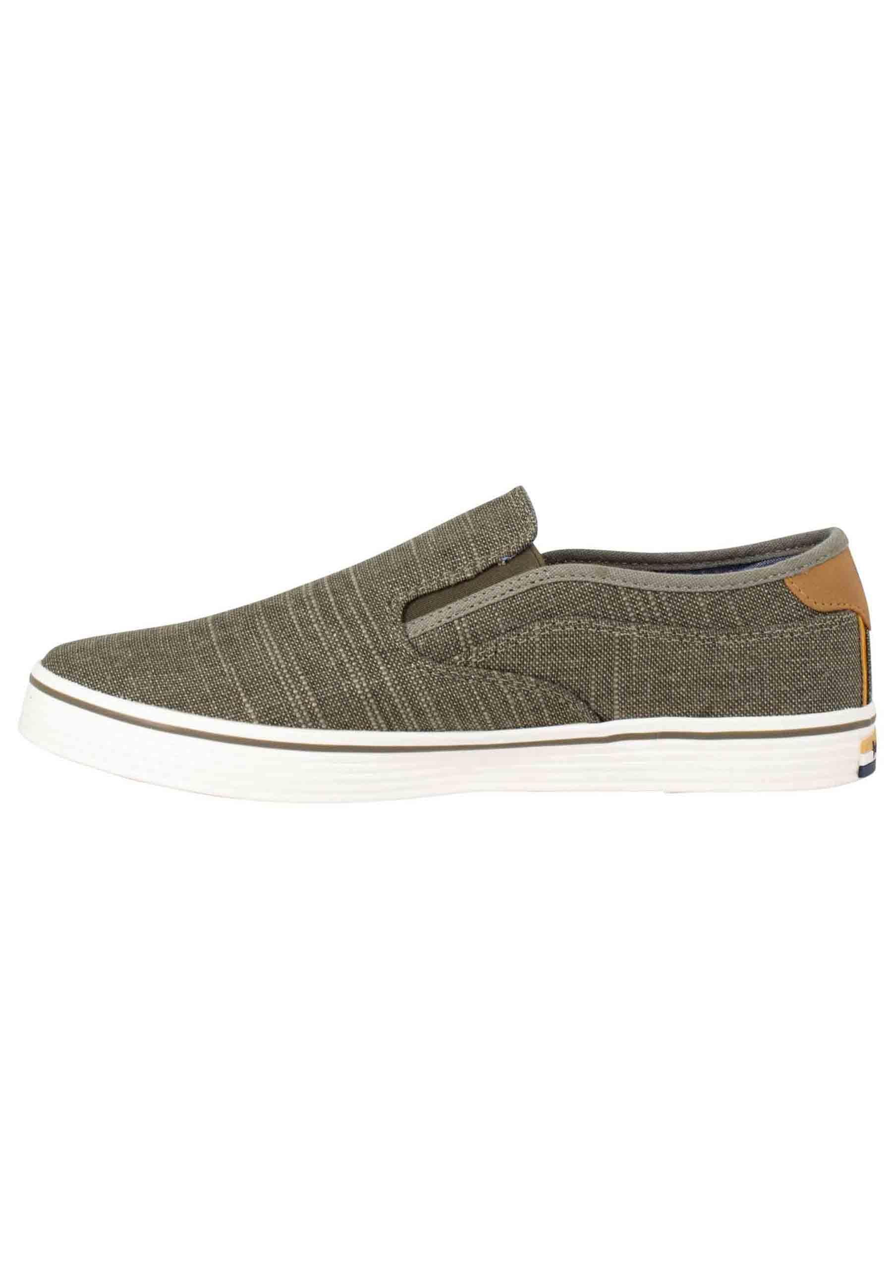 Mocassini uomo Calypso Slip On in tessuto verde con suola in gomma WM31031A 020 Wrangler 