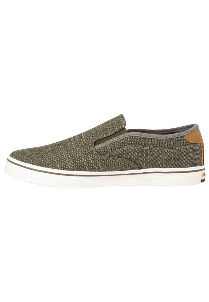 Mocassini uomo Calypso Slip On in tessuto verde con suola in gomma WM31031A 020 Wrangler 