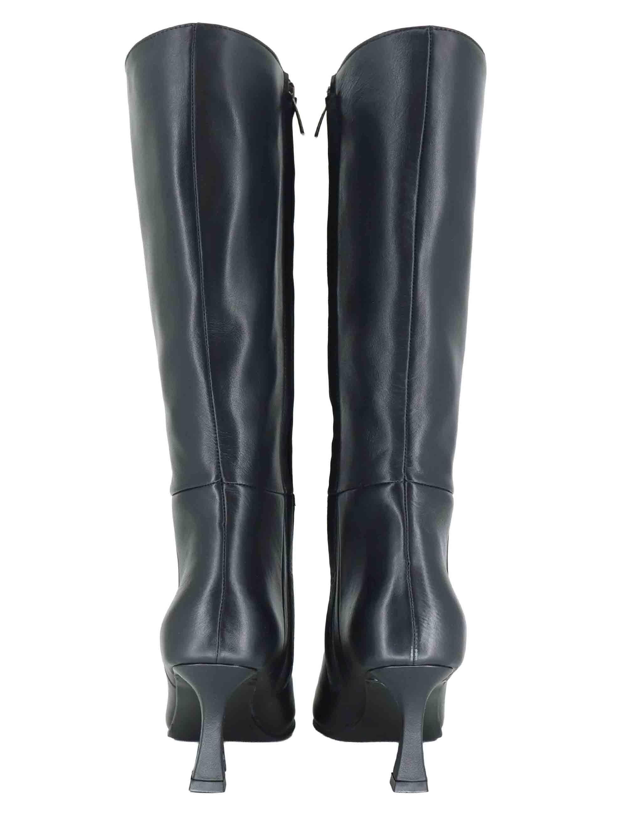 Stivali donna in pelle nera con tacco alto e punta a punta OSCAR 1 001 Tattoo 