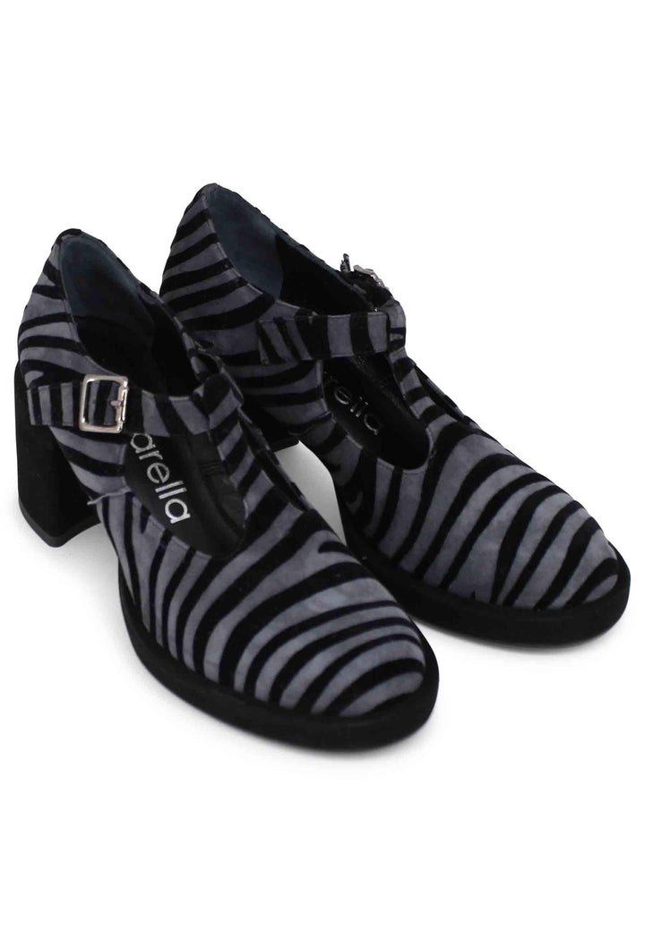 Decollete donna in camoscio nero e grigio con tacco e plateau SP769 501 Spatarella 