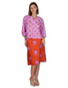 Gonne Line Skirt in Red Floral Linen Woman JABGO0001-F1452-1232 2520