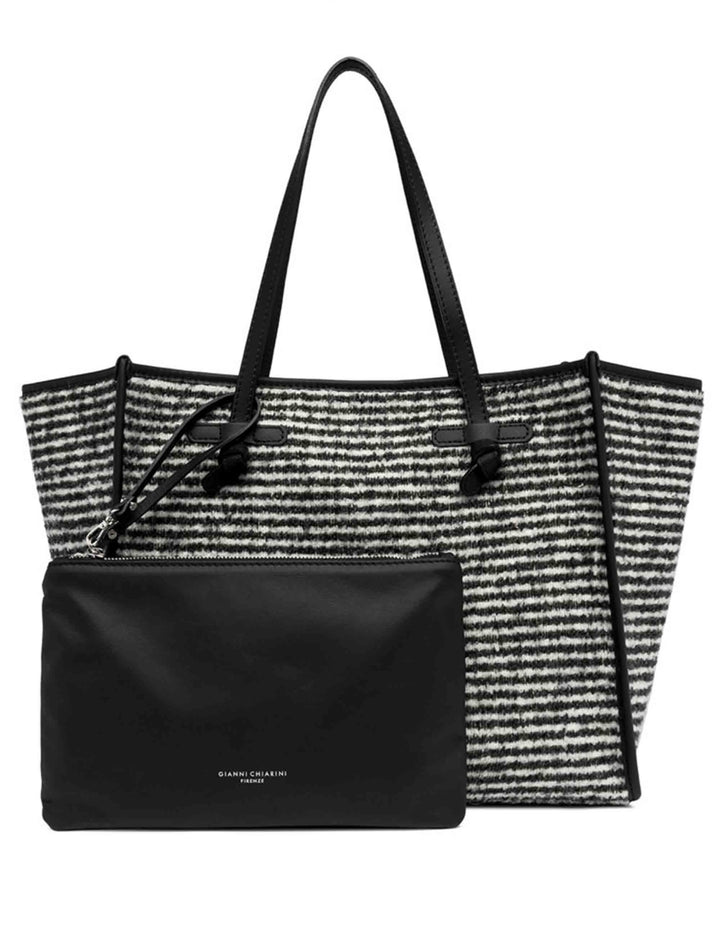 Shopping bag donna in tessuto lana nero BS6850 PULLOVER 17825 Marcella Club 
