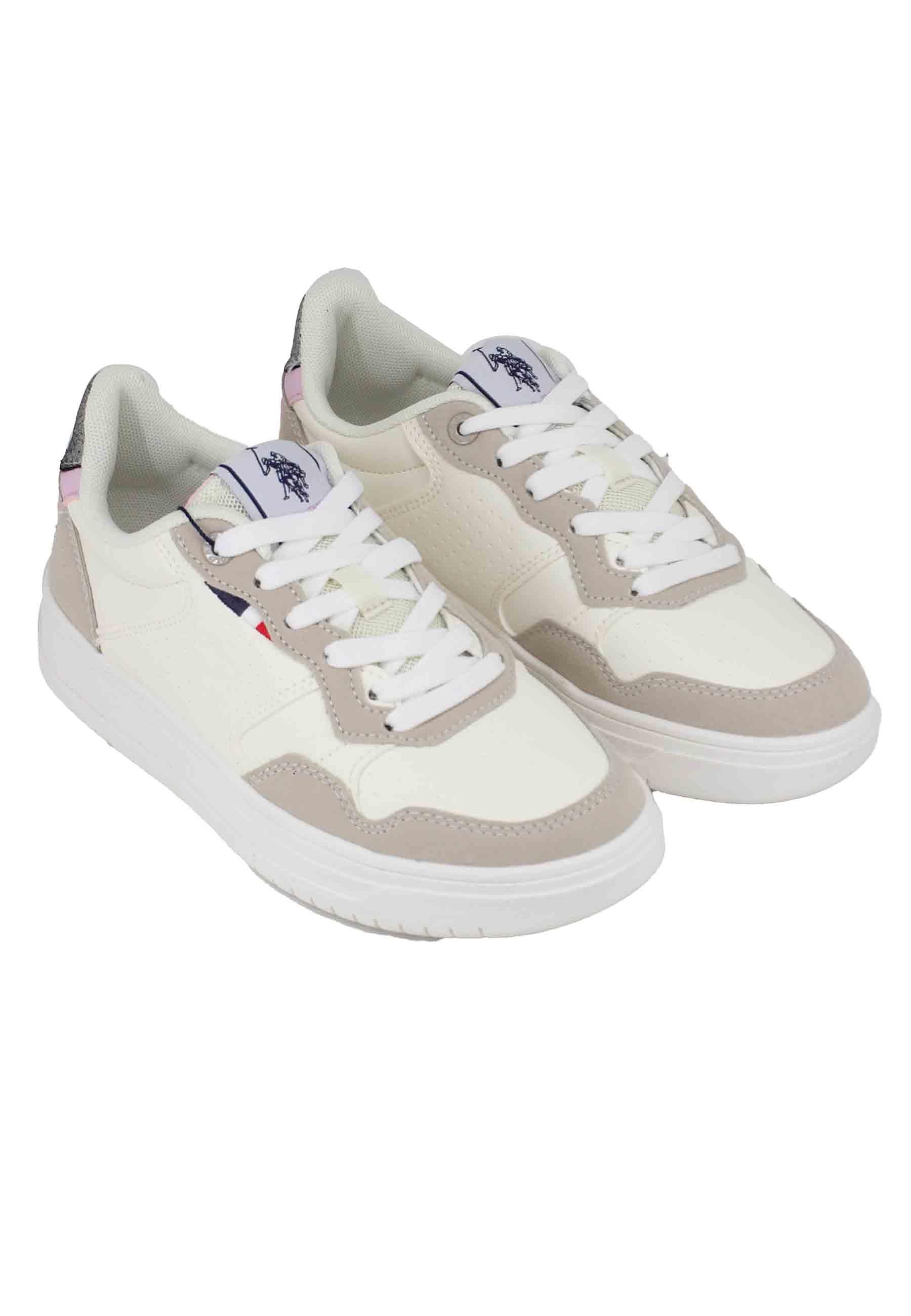 Sneakers donna in eco pelle vintage bianco e nude KOSMO002A WHI-NUD02 U.S. Polo Assn. 