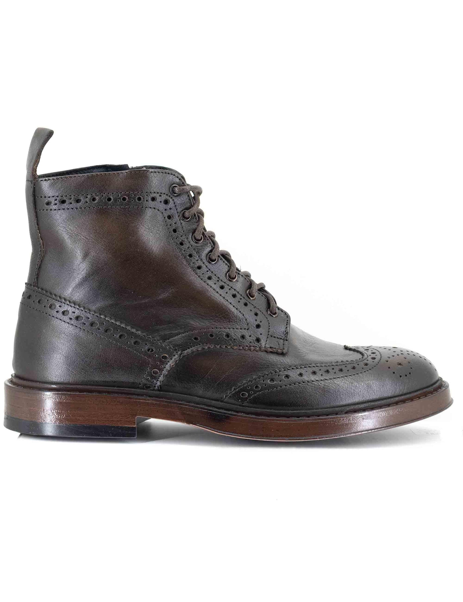 Stivaletti uomo in pelle marrone con impunture all'inglese e suola in gomma SP2268 014 Spatarella 