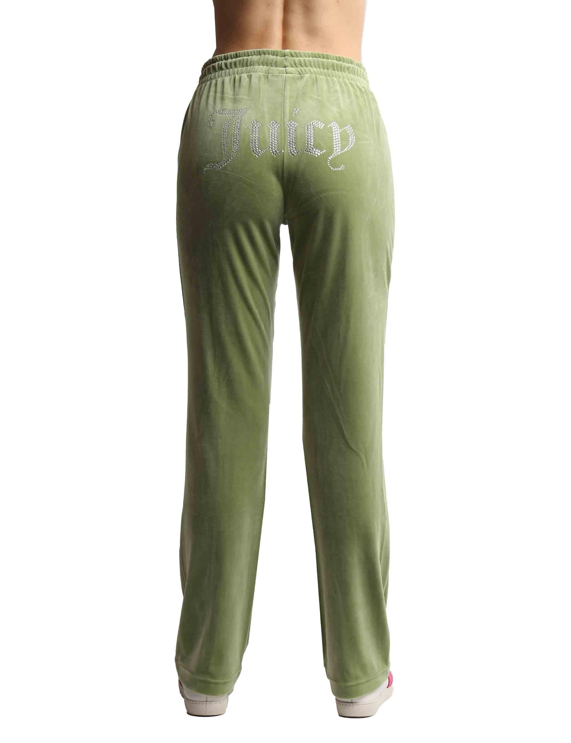 Pantaloni tuta donna Tina in tessuto verde con strass VEJH70047WPF J93 Juicy Couture 