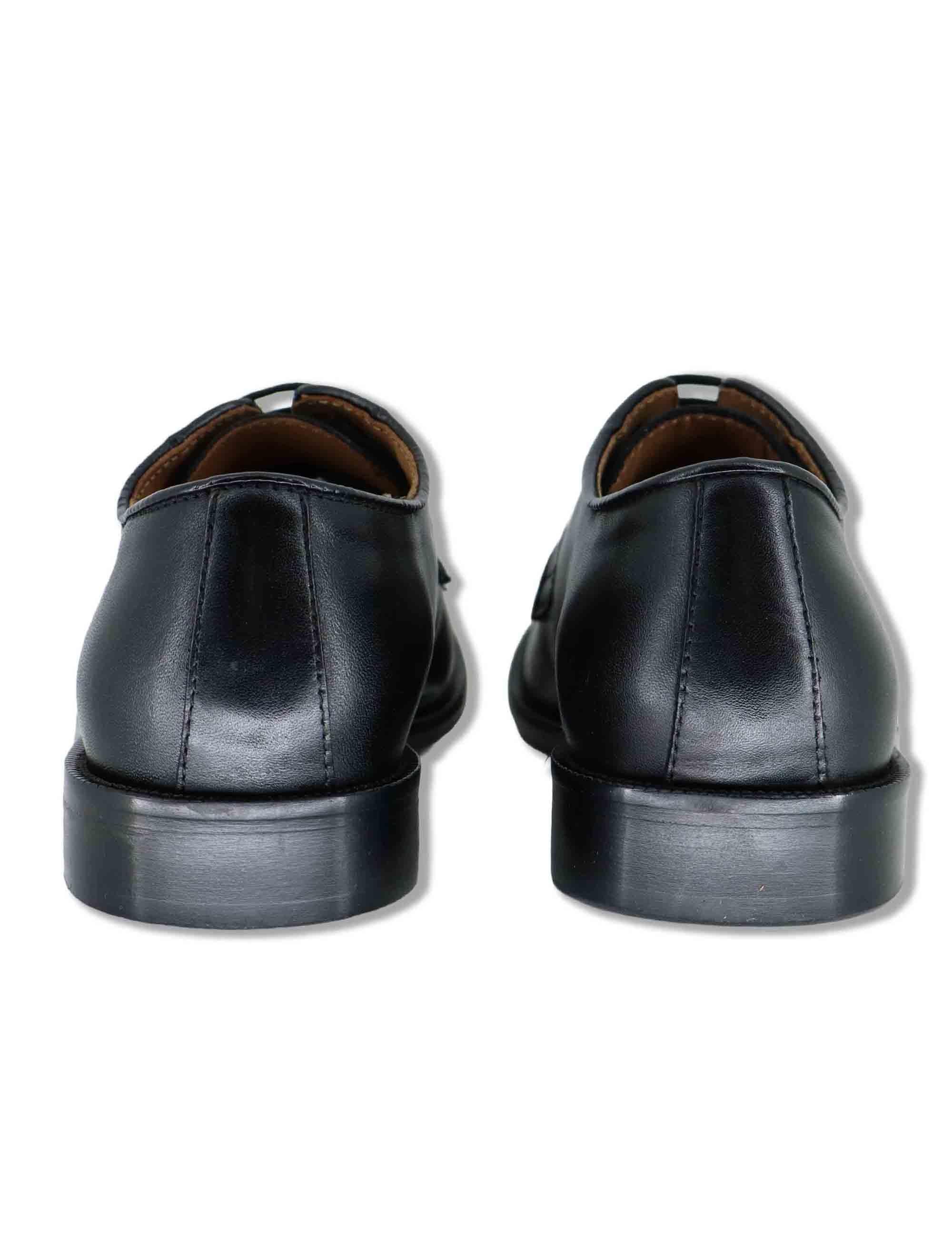 Stringate uomo in pelle nera con suola in cuoio e gomma cucita SPDU603 001 Spatarella 