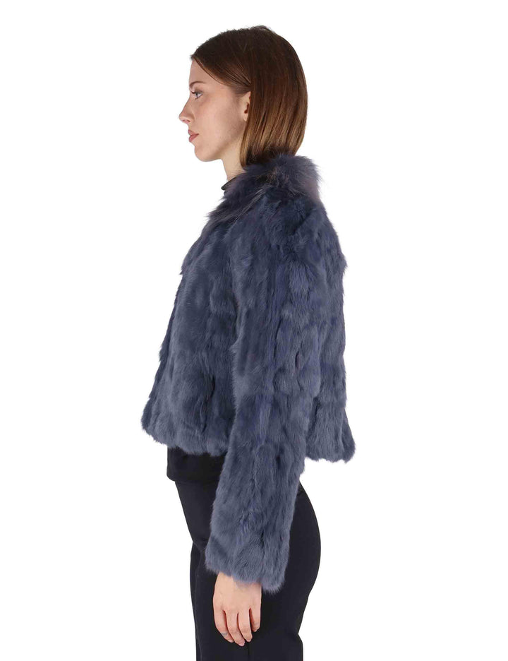 Giubbotti bomber corti donna in lapin blu SP25101 JEANS Spatarella 