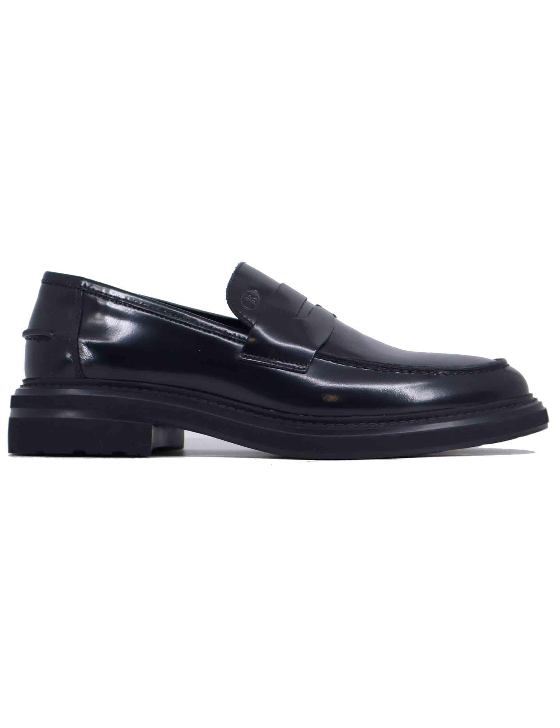 Mocassini uomo in pelle nera con suola in gomma CHIBA 1 001 Rogal's 